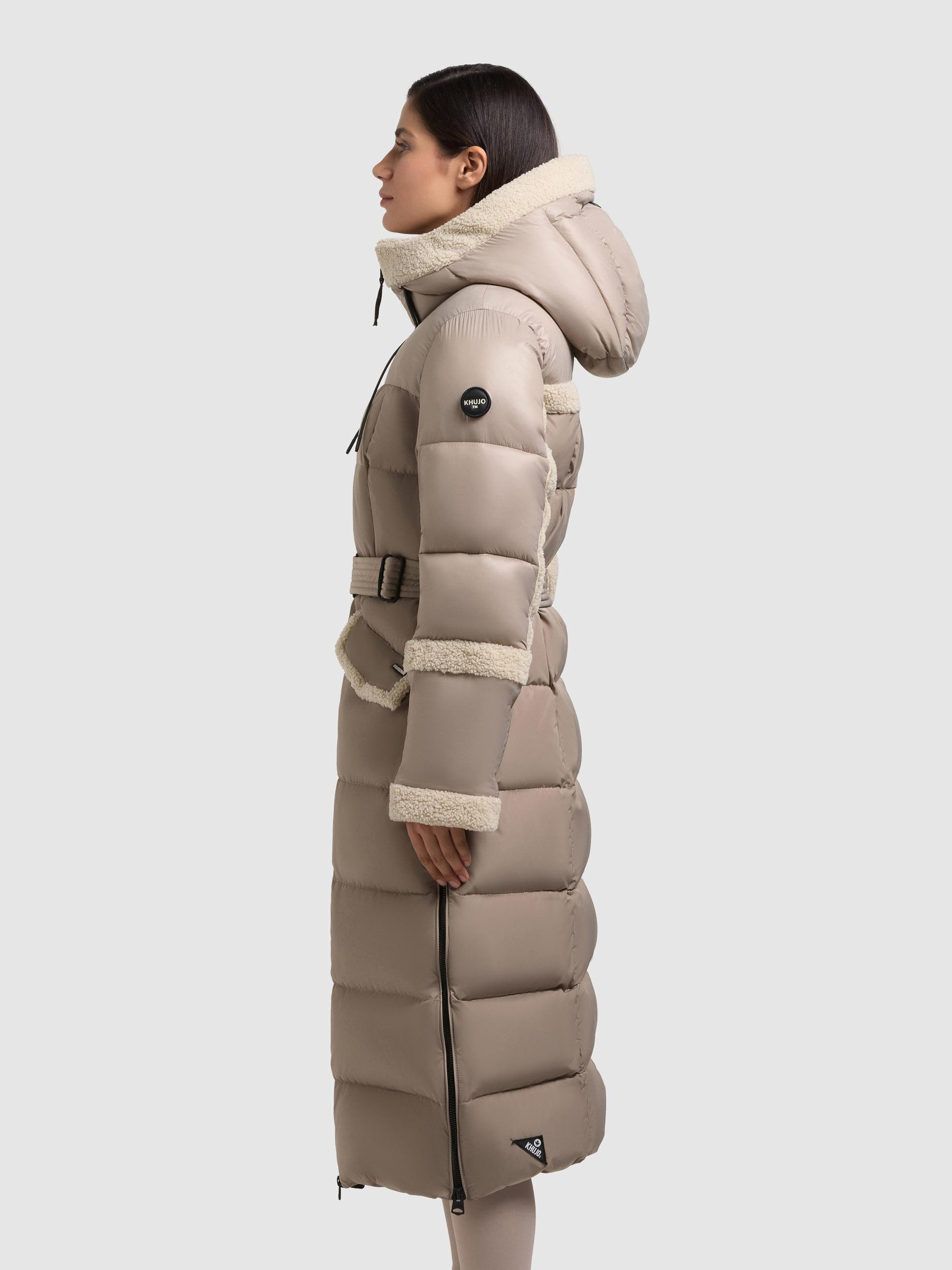 Wintermantel mit Plüschelementen "Julita2" Greige