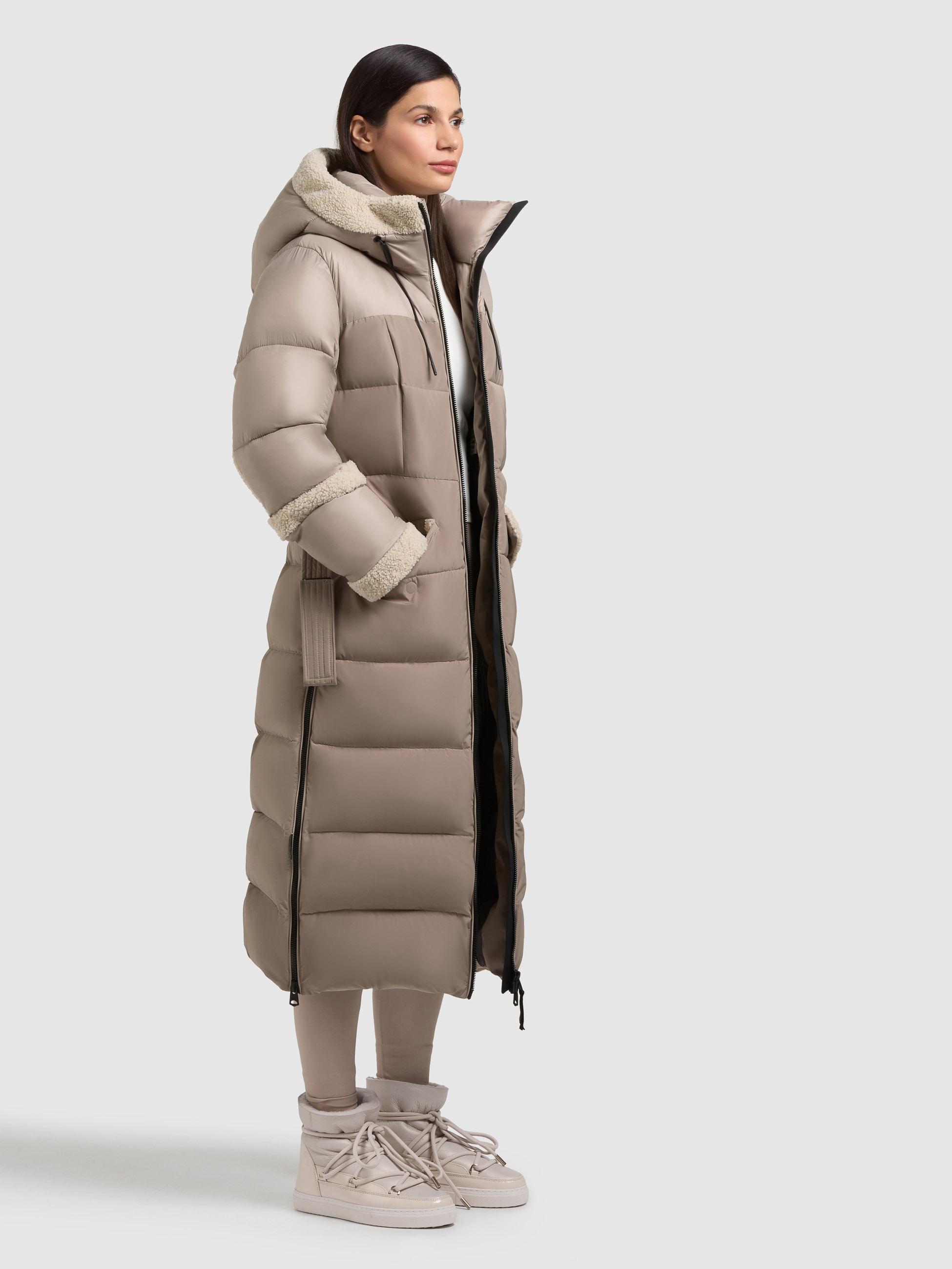 Wintermantel mit Plüschelementen "Julita2" Greige
