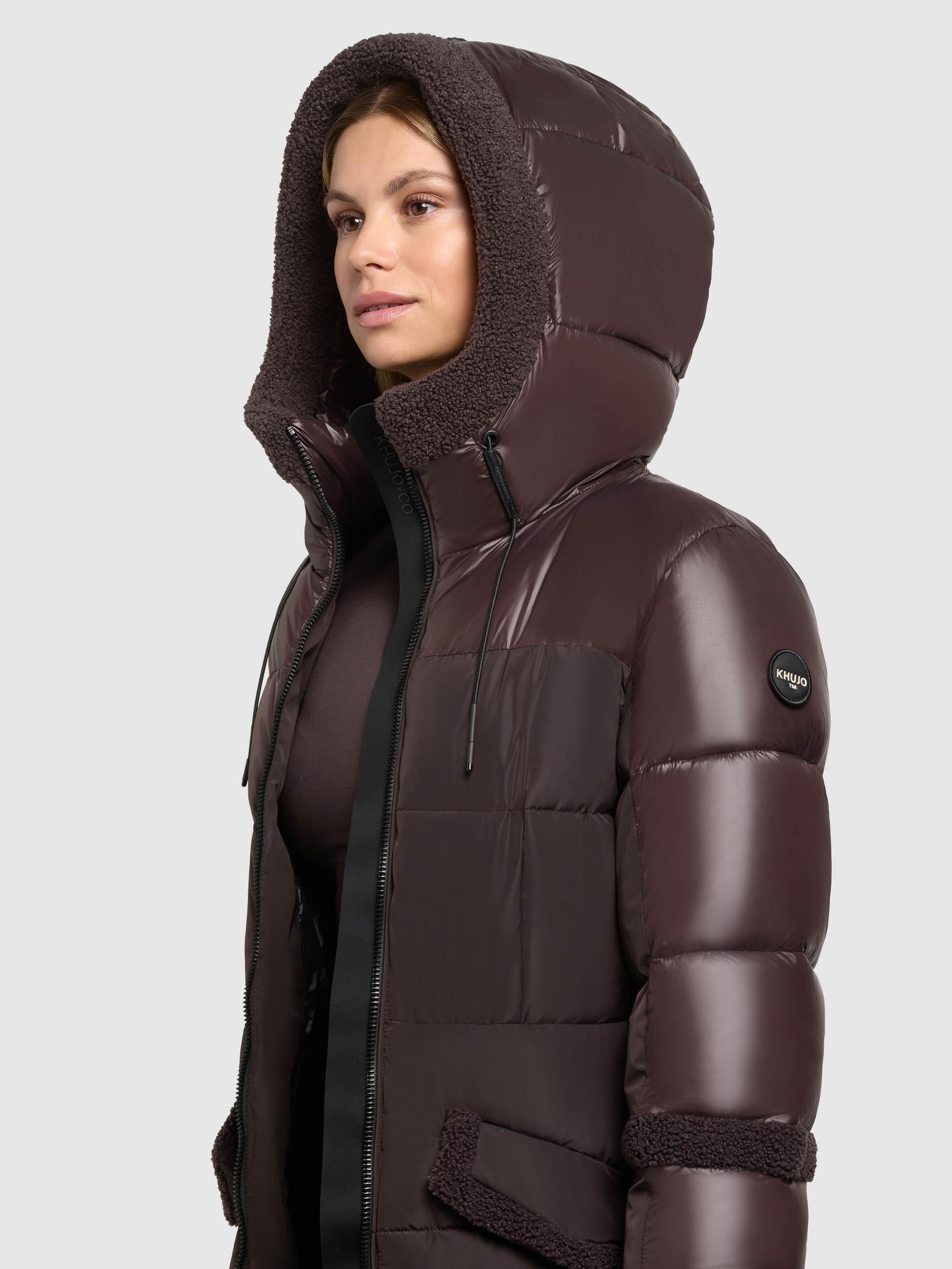 Wintermantel mit Plüschelementen "Julita2" Moody Plum