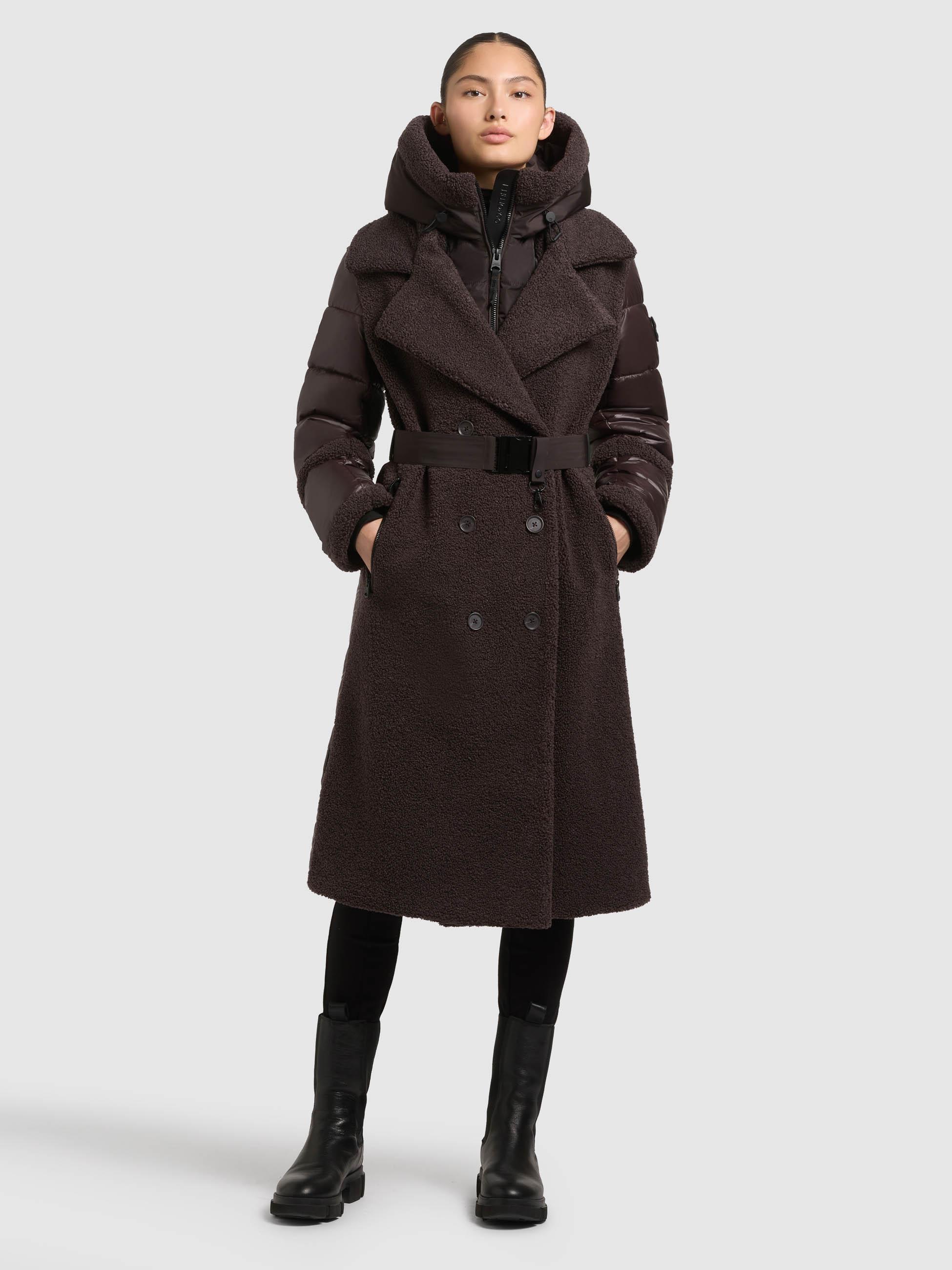 Hybrid-Plüschmantel mit Taillengürtel "Kalmia" Moody Plum