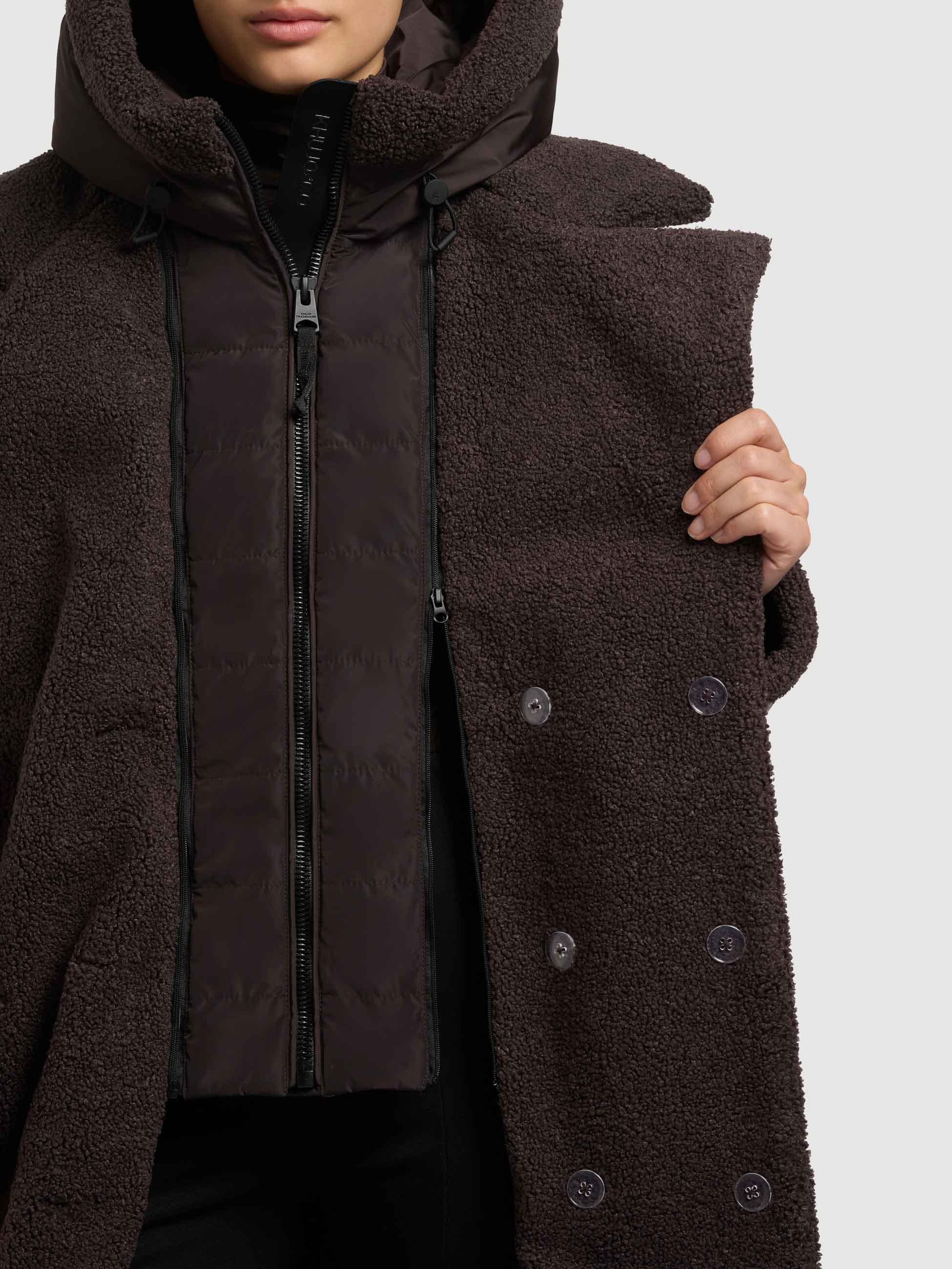 Hybrid-Plüschmantel mit Taillengürtel "Kalmia" Moody Plum
