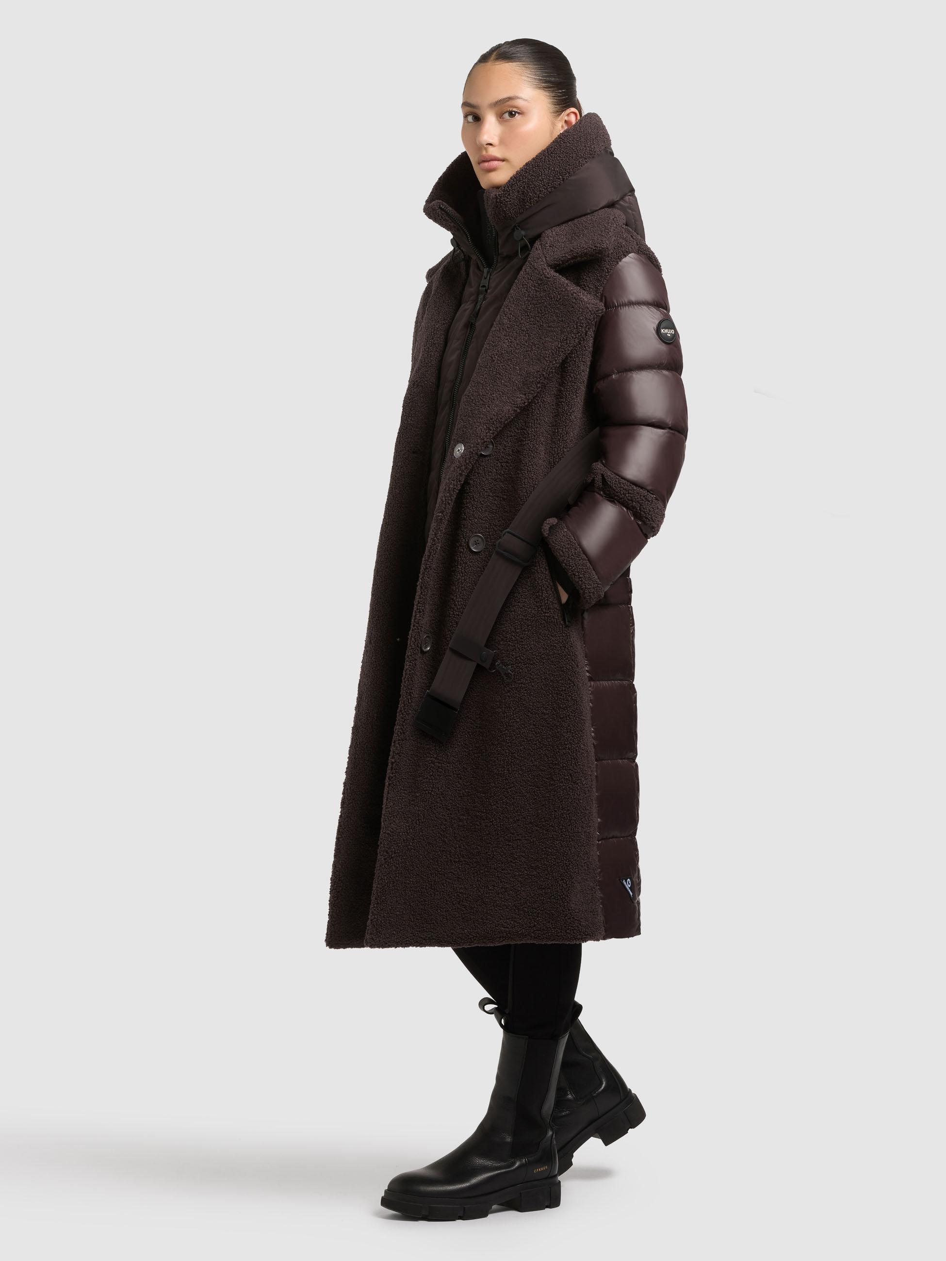 Hybrid-Plüschmantel mit Taillengürtel "Kalmia" Moody Plum