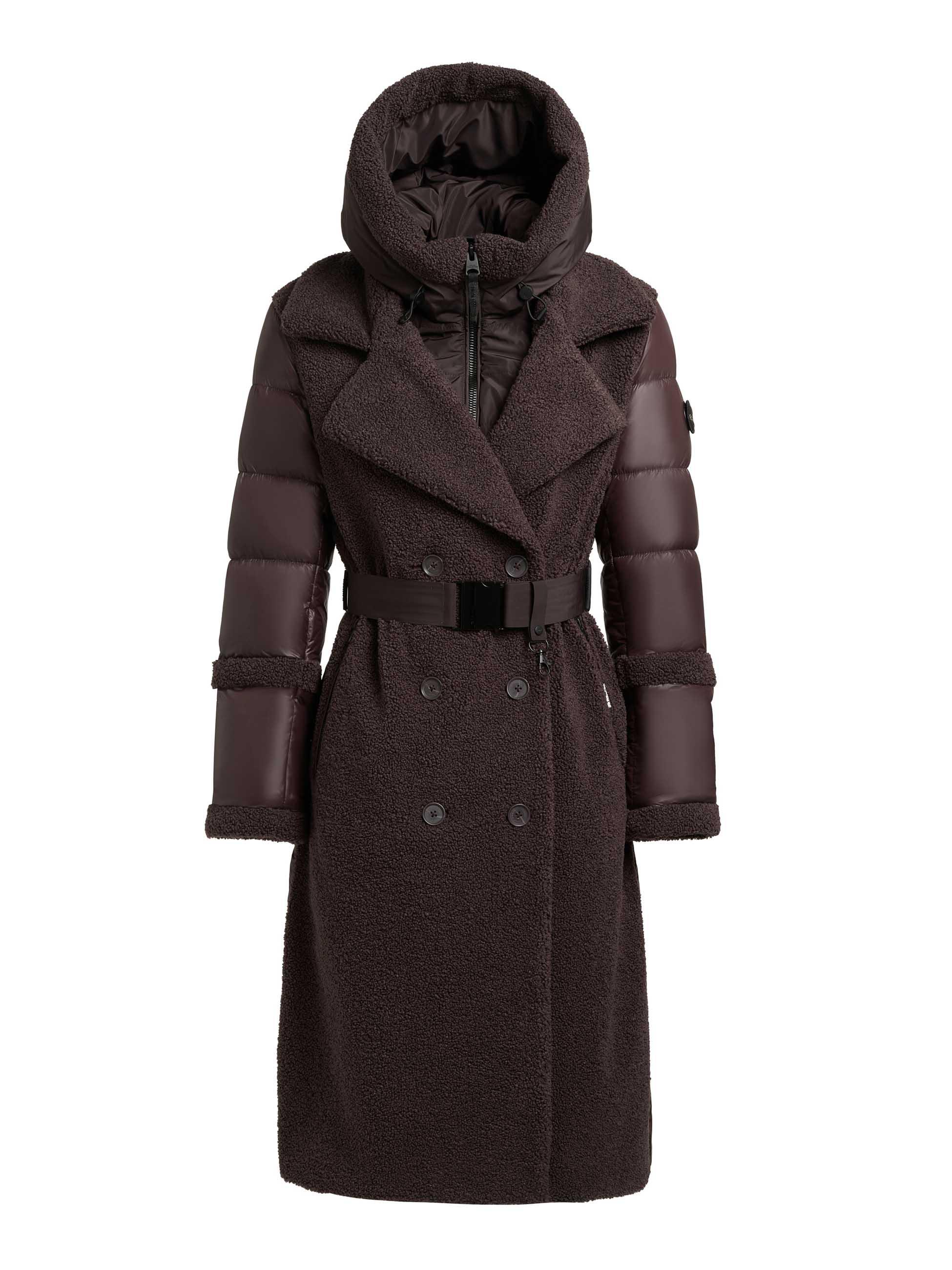 Hybrid-Plüschmantel mit Taillengürtel "Kalmia" Moody Plum