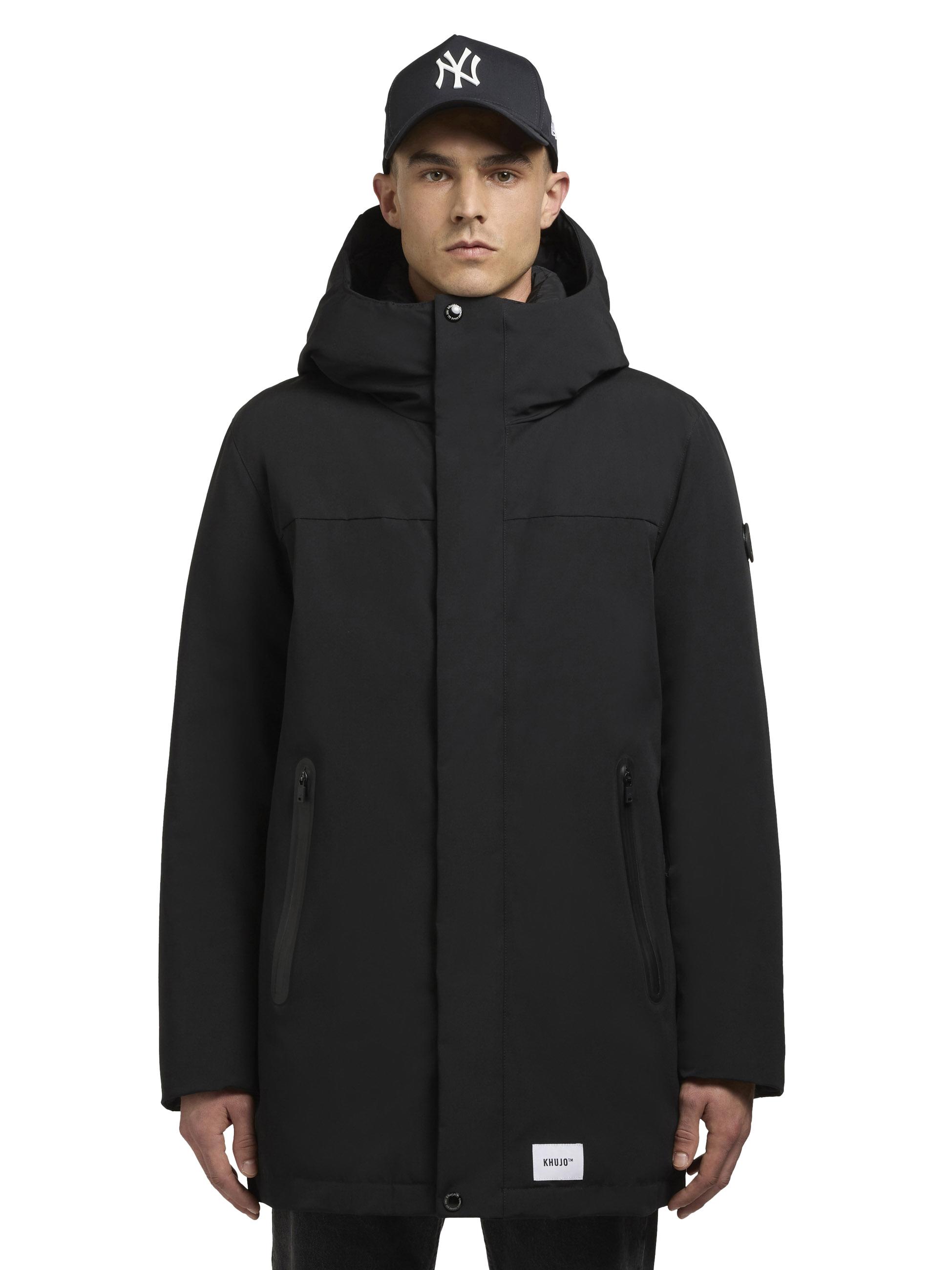 Warme Herren Winter Kurzmantel mit Kapuze "Kann" Black