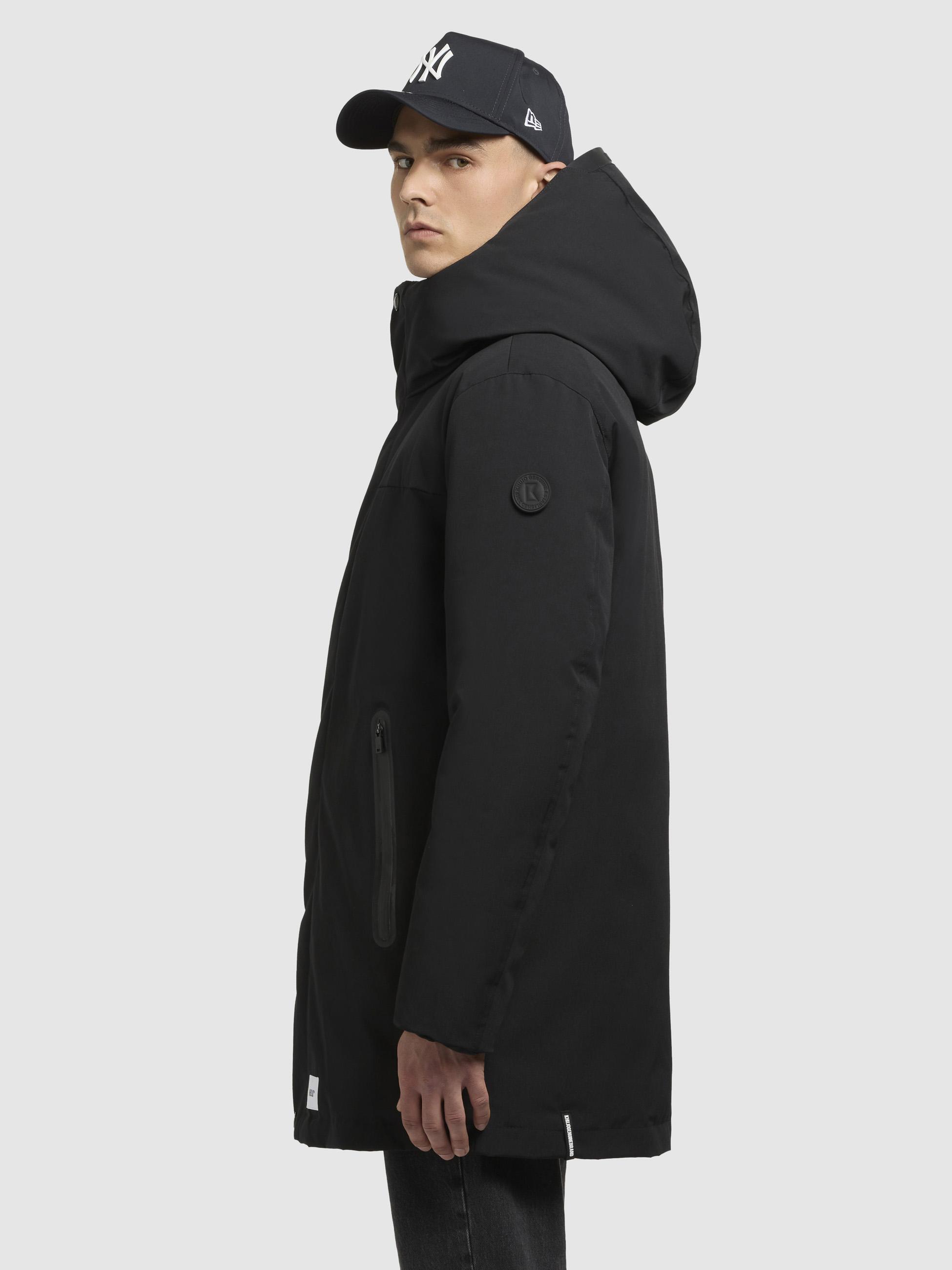 Warme Herren Winter Kurzmantel mit Kapuze "Kann" Black