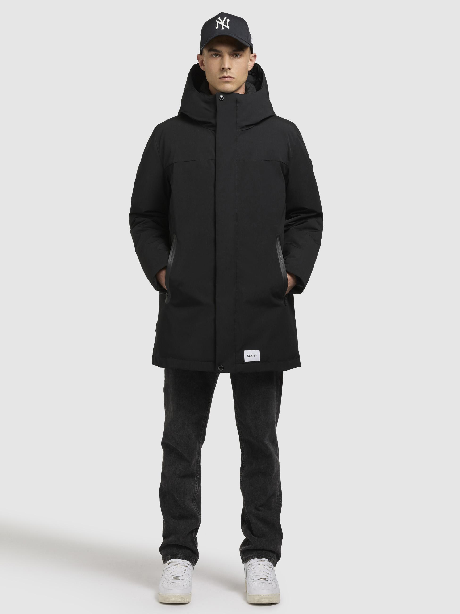 Warme Herren Winter Kurzmantel mit Kapuze "Kann" Black