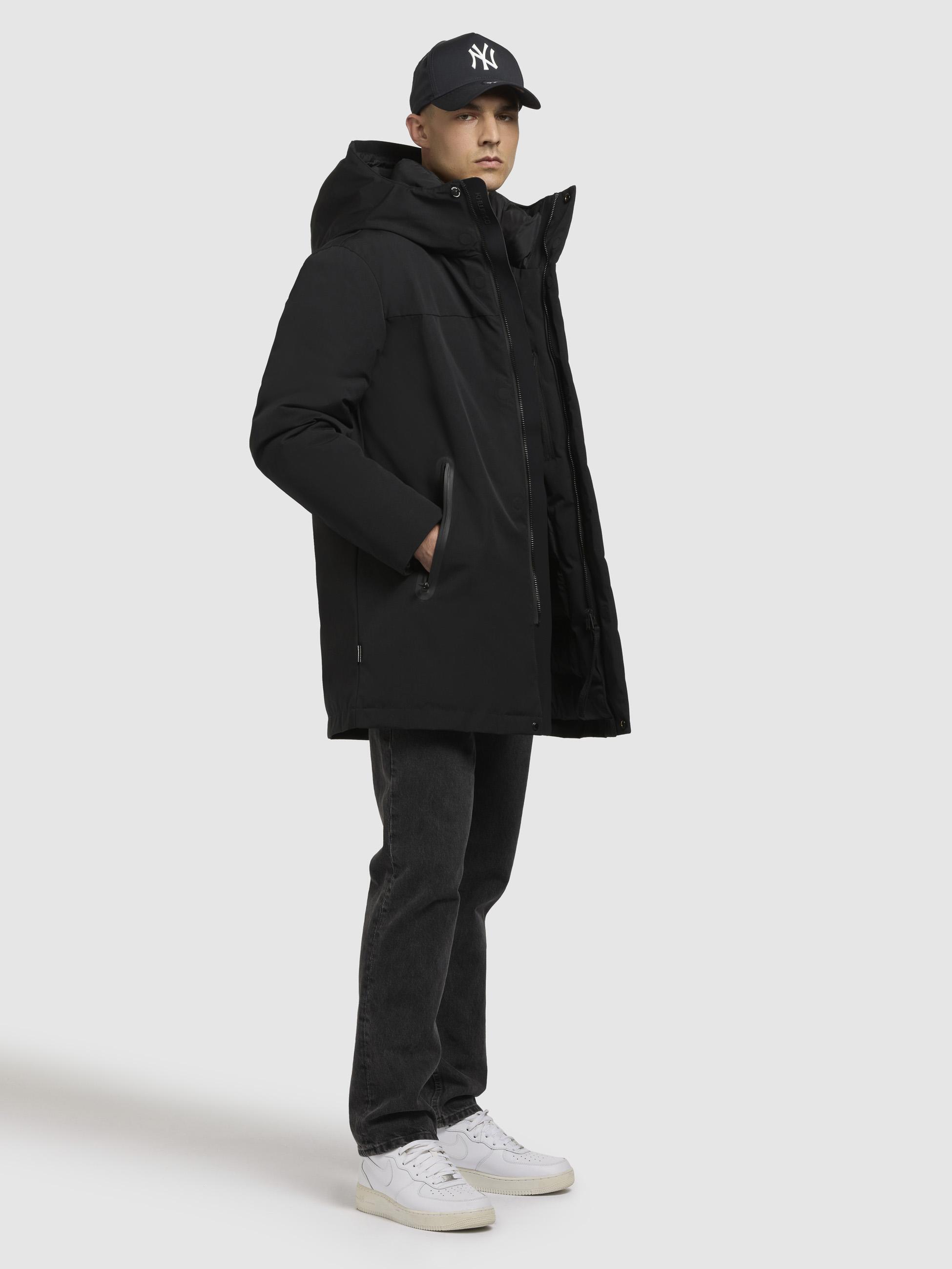 Warme Herren Winter Kurzmantel mit Kapuze "Kann" Black