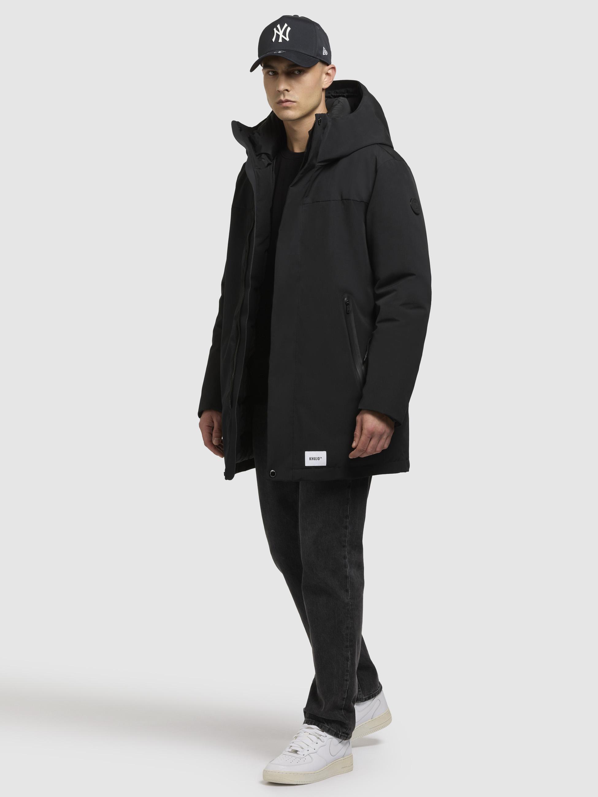 Warme Herren Winter Kurzmantel mit Kapuze "Kann" Black