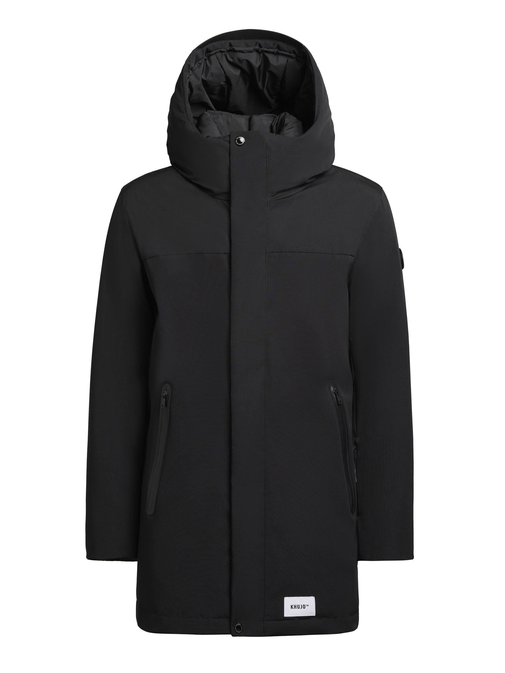 Warme Herren Winter Kurzmantel mit Kapuze "Kann" Black