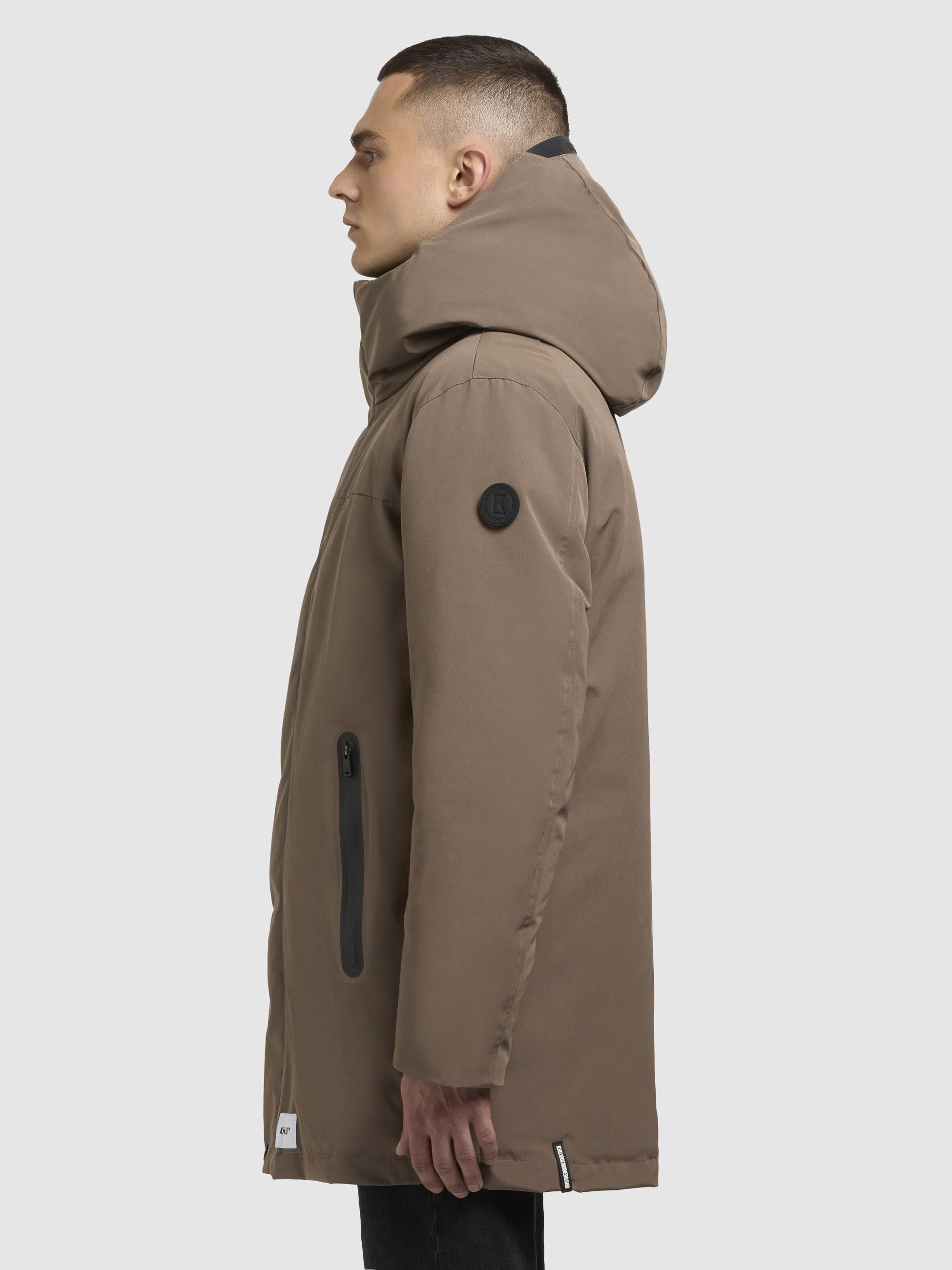 Warme Herren Winter Kurzmantel mit Kapuze "Kann" City Taupe