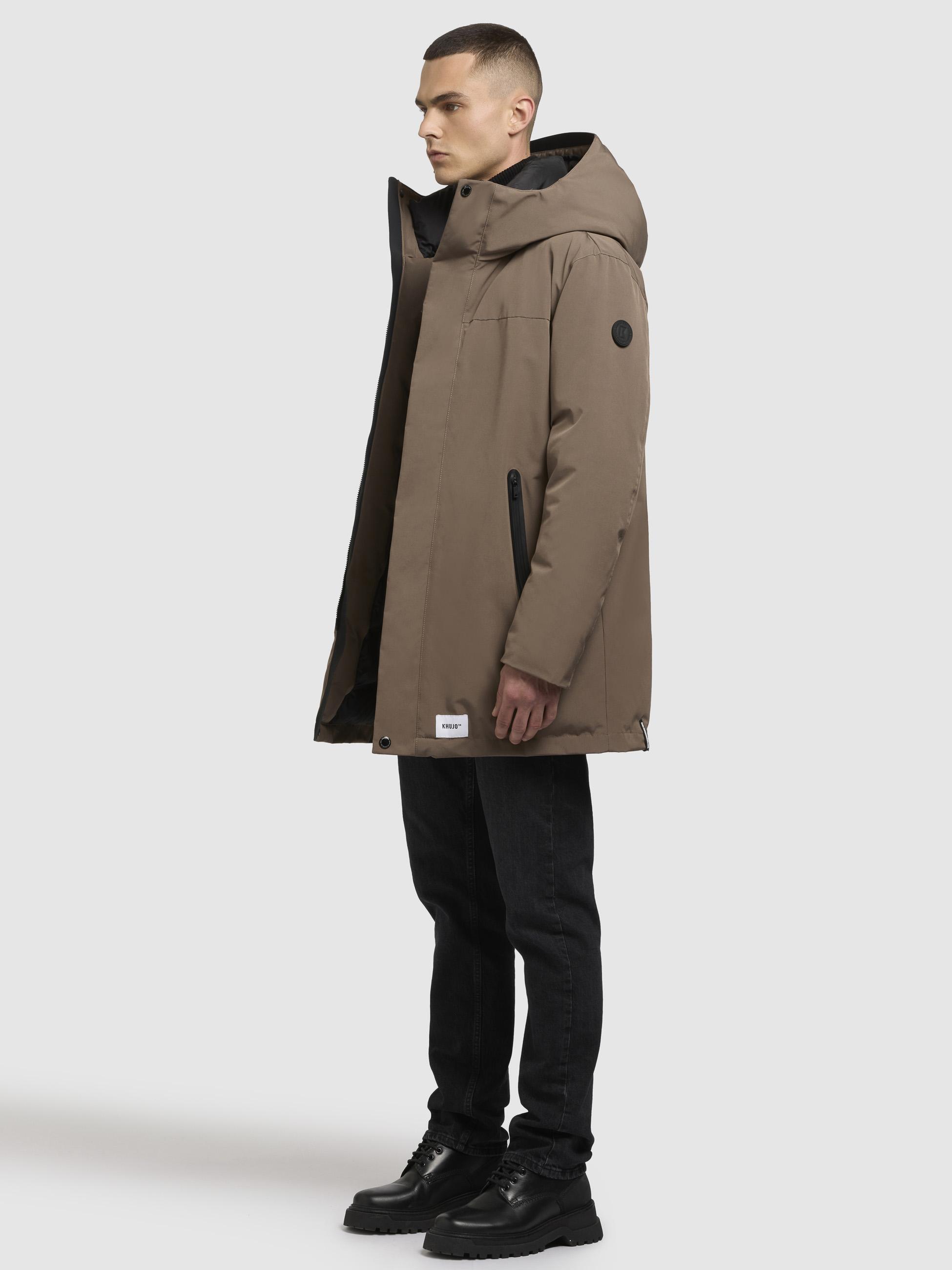 Warme Herren Winter Kurzmantel mit Kapuze "Kann" City Taupe