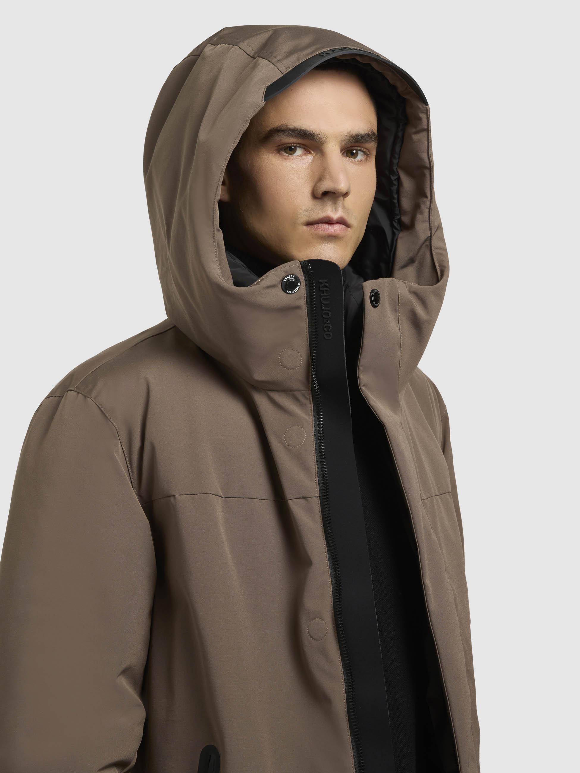 Warme Herren Winter Kurzmantel mit Kapuze "Kann" City Taupe