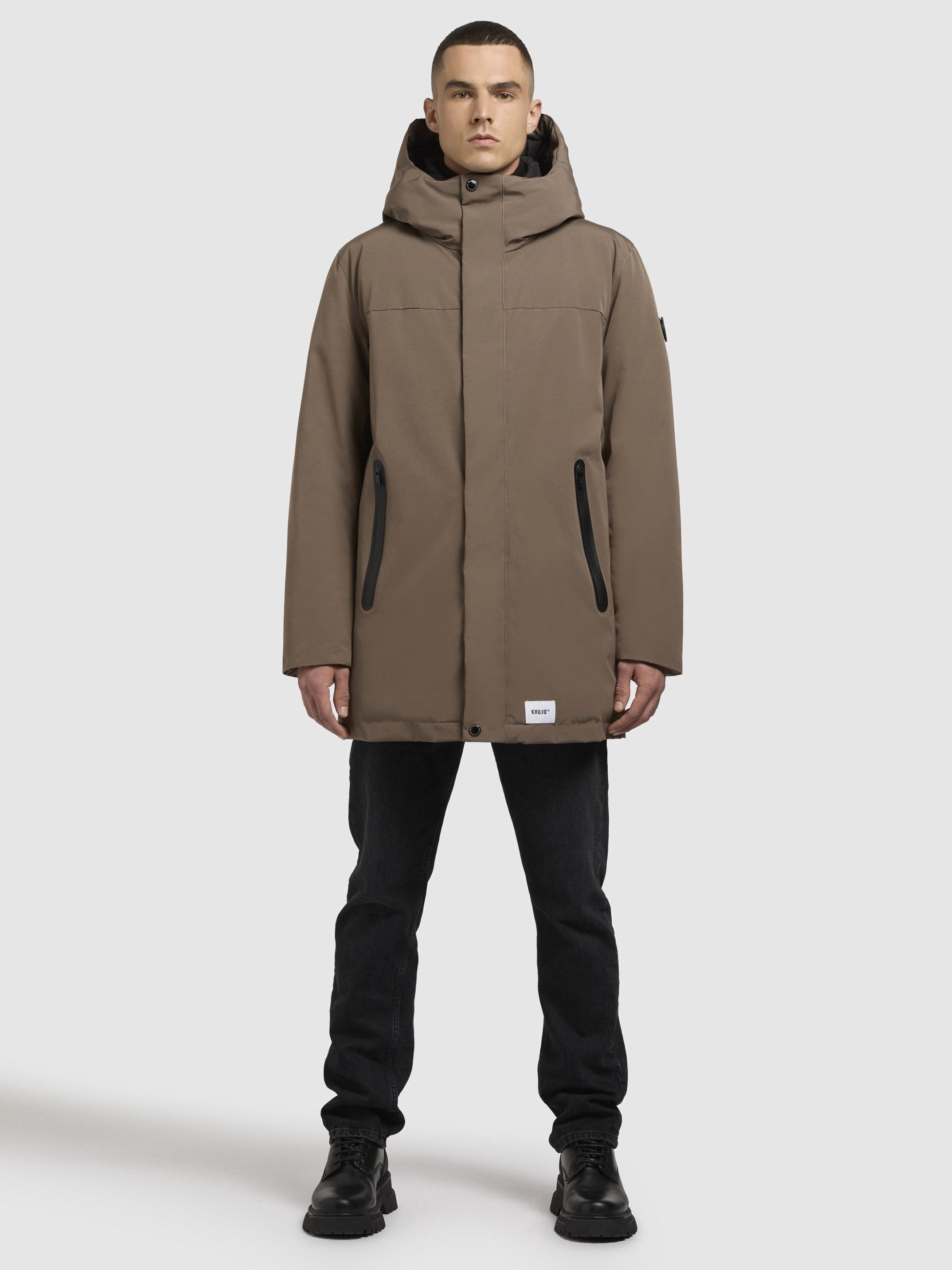 Warme Herren Winter Kurzmantel mit Kapuze "Kann" City Taupe