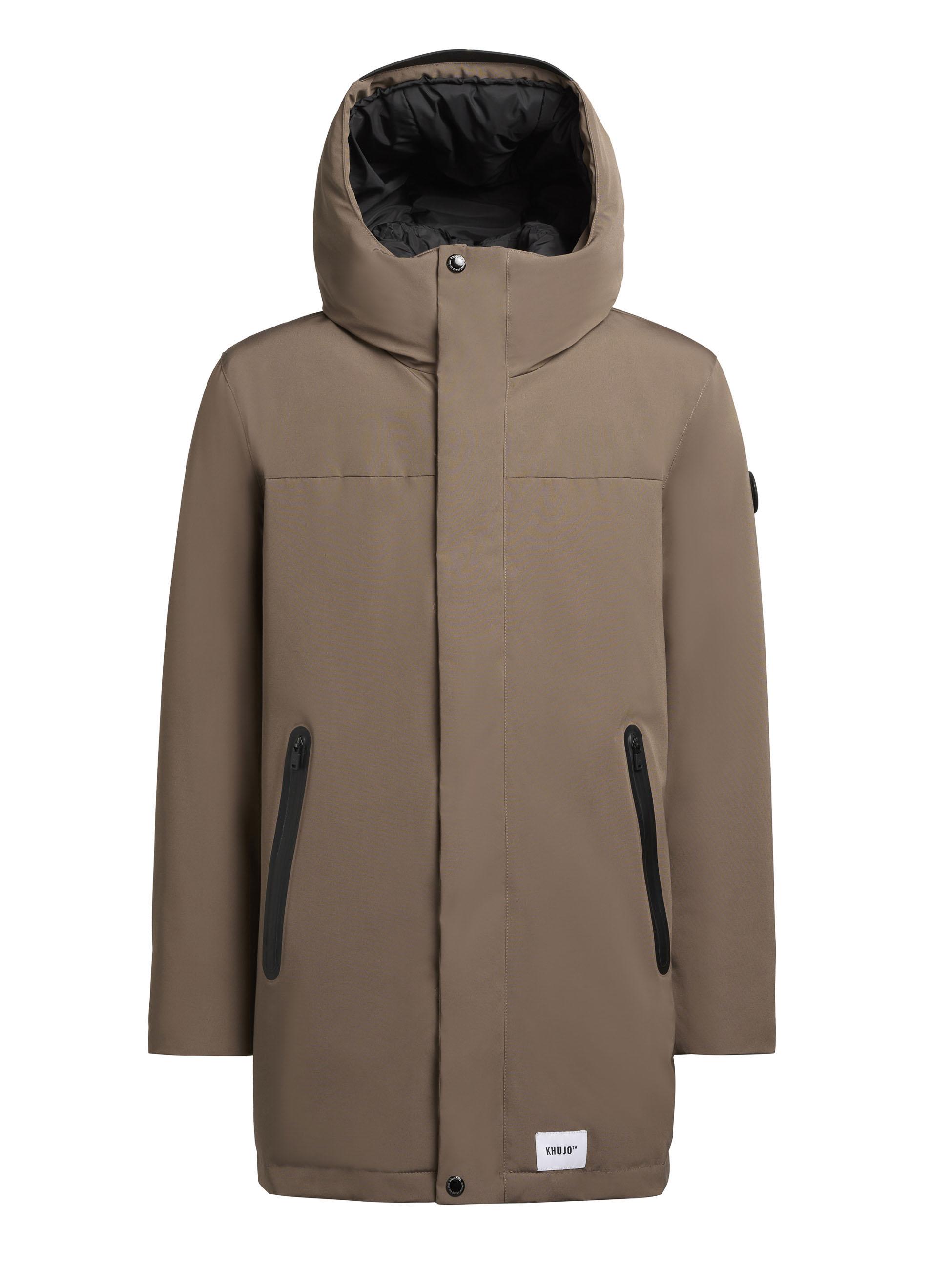 Warme Herren Winter Kurzmantel mit Kapuze "Kann" City Taupe