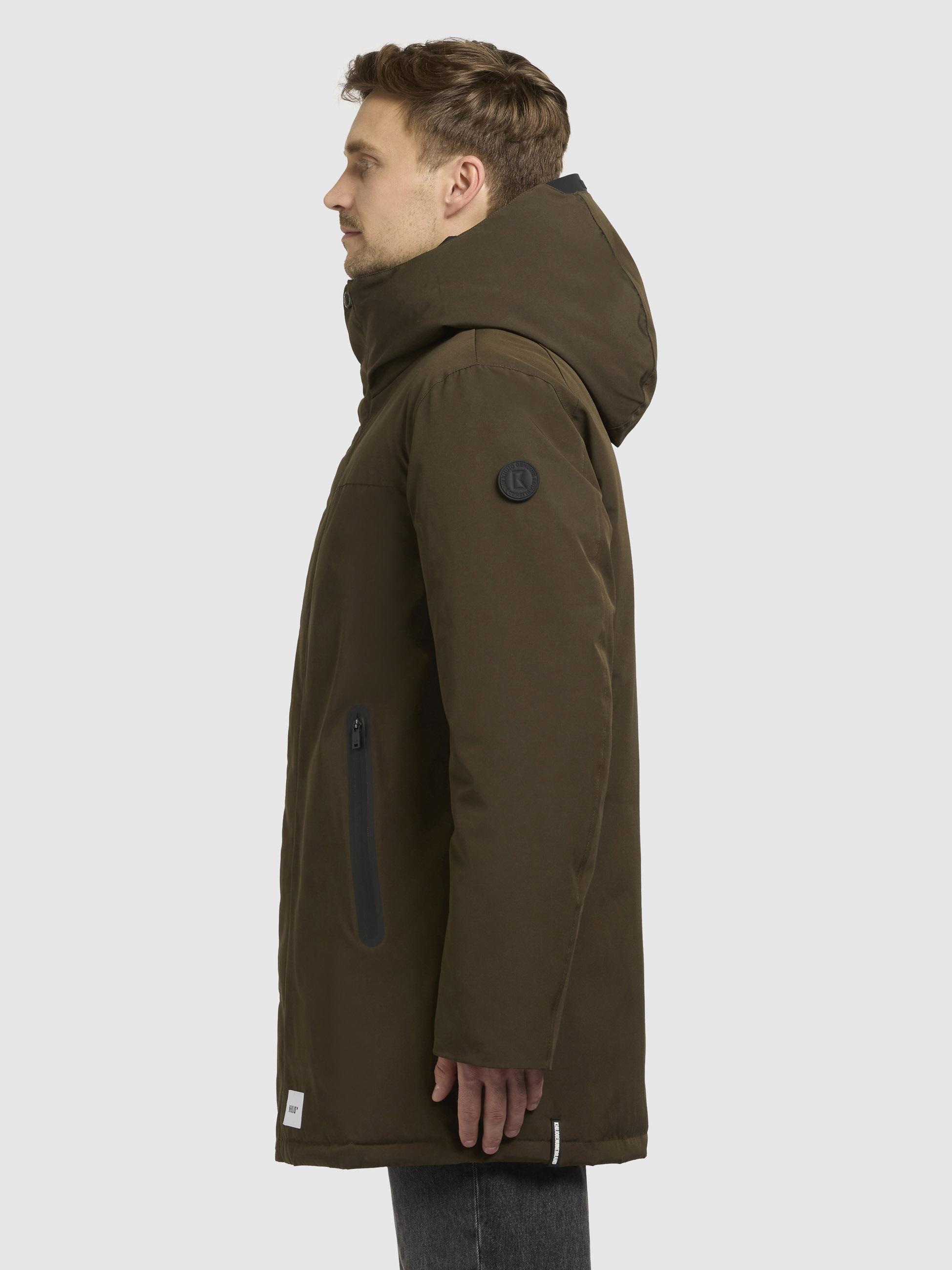 Warme Herren Winter Kurzmantel mit Kapuze "Kann" Old Green