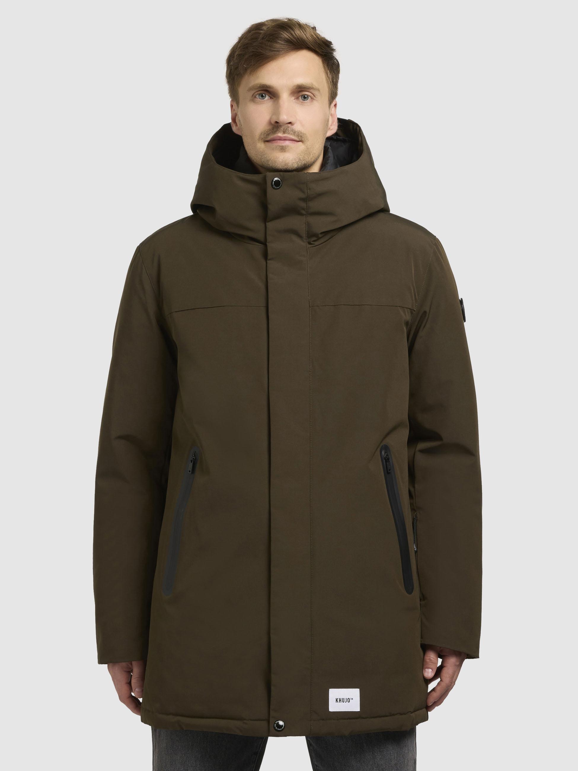 Warme Herren Winter Kurzmantel mit Kapuze "Kann" Old Green