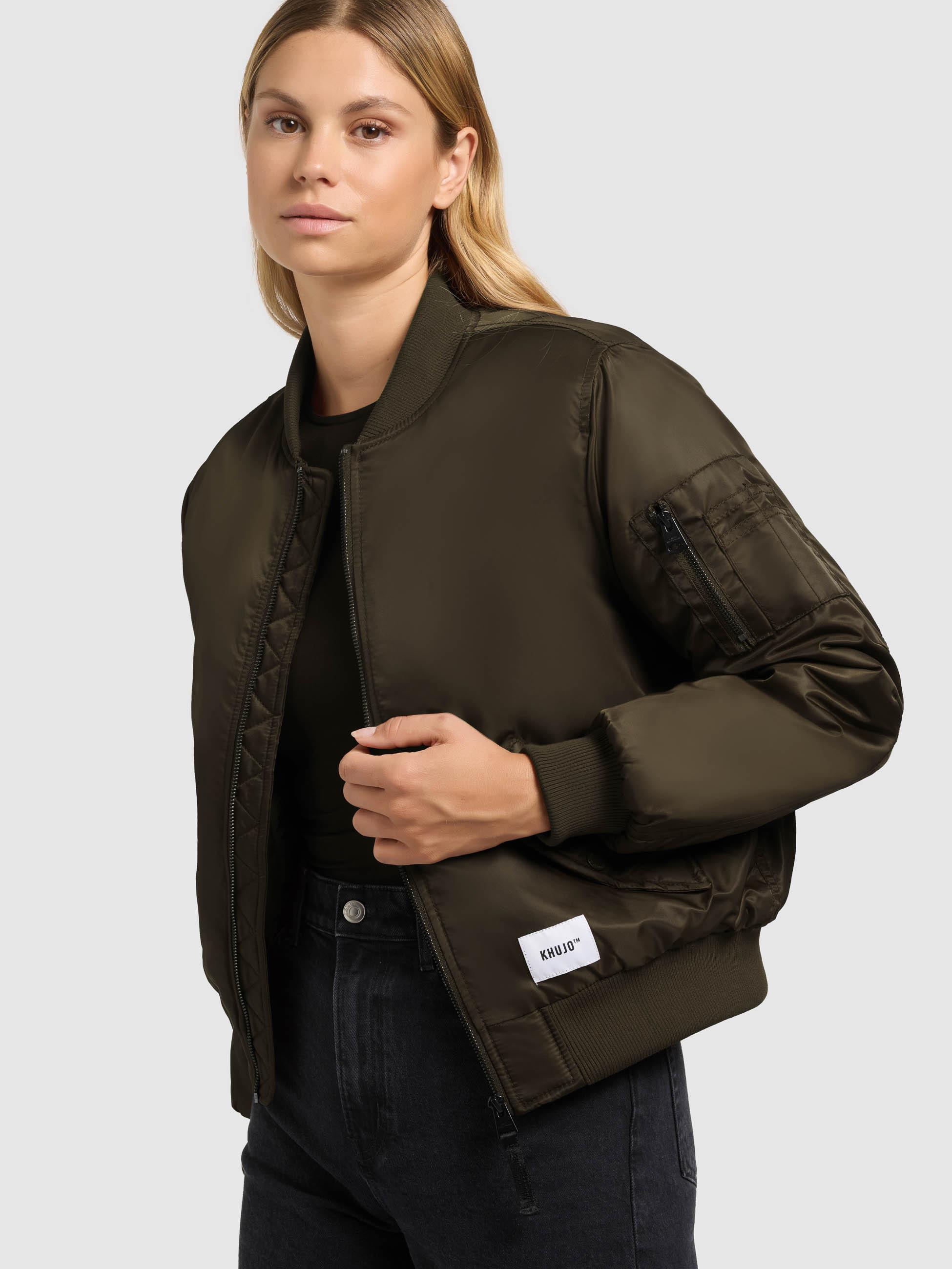 Seidig glänzende Bomberjacke "Kasia" Forest Green
