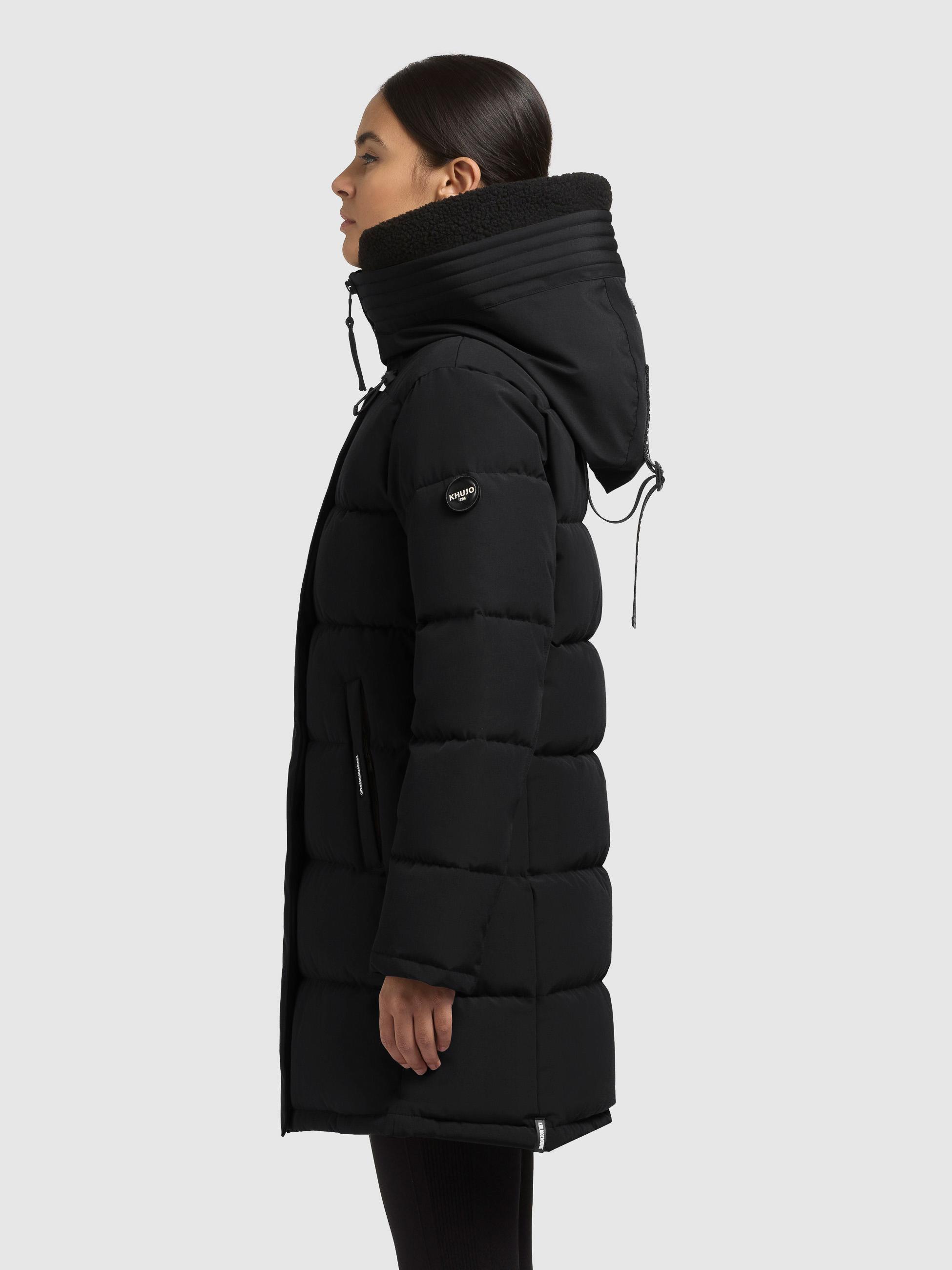 Winter Steppmantel mit abnehmbarem Kunstfell-Besatz "Kelsi" Black