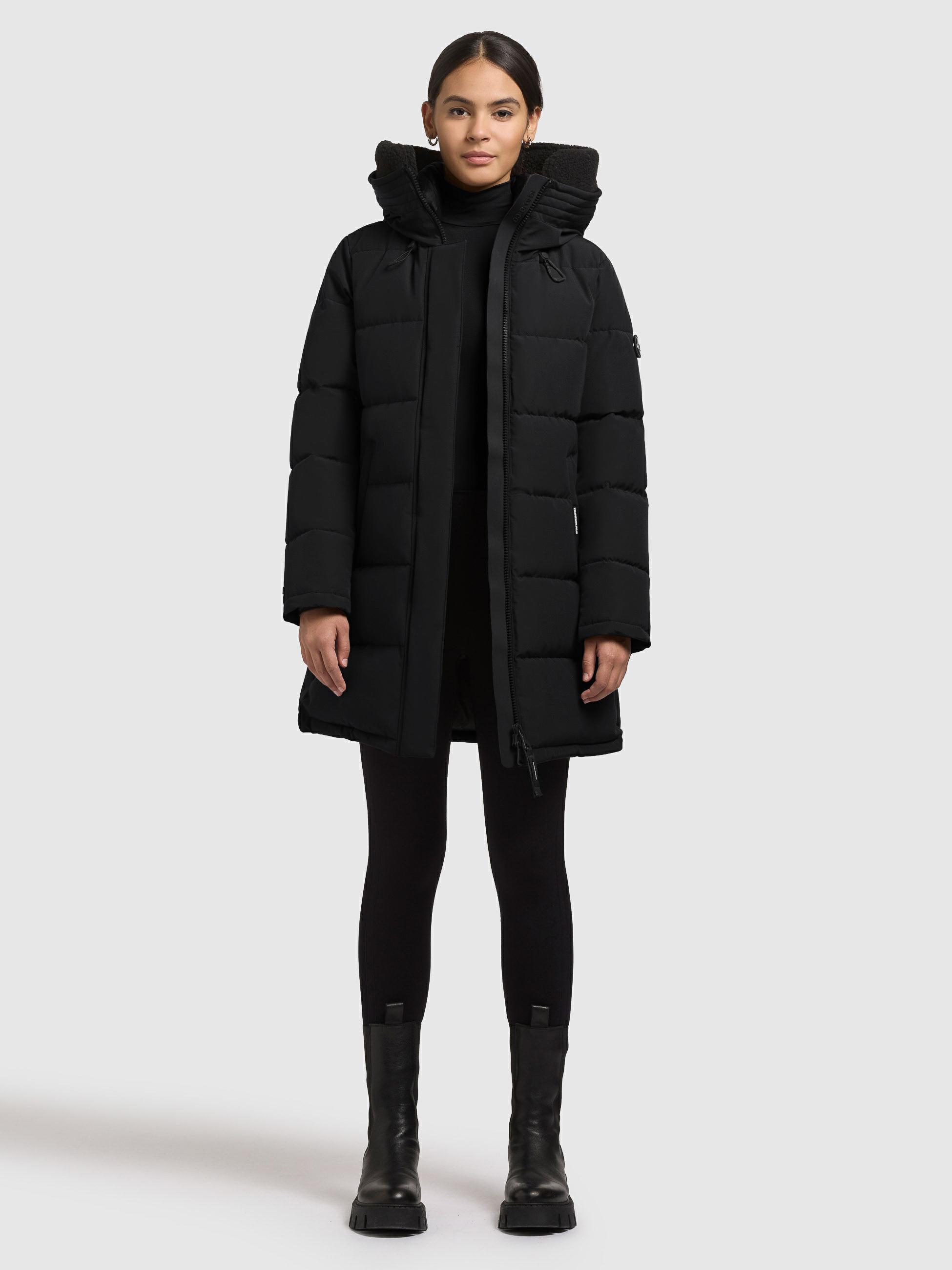 Winter Steppmantel mit abnehmbarem Kunstfell-Besatz "Kelsi" Black