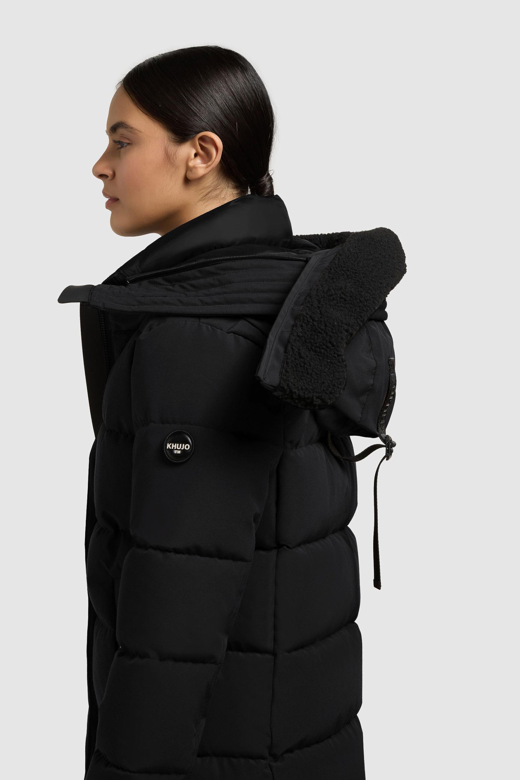 Winter Steppmantel mit abnehmbarem Kunstfell-Besatz "Kelsi" Black