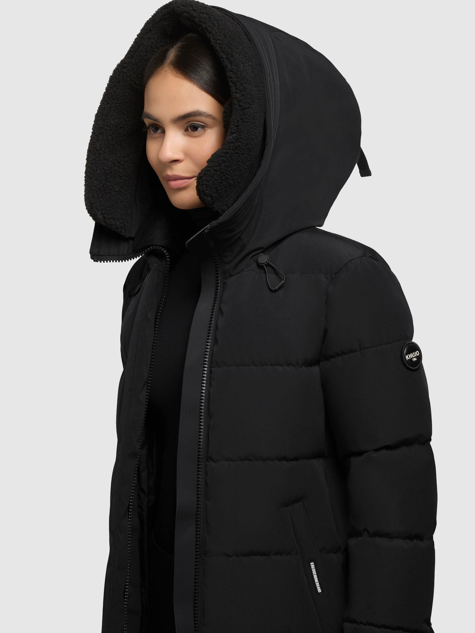 Winter Steppmantel mit abnehmbarem Kunstfell-Besatz "Kelsi" Black