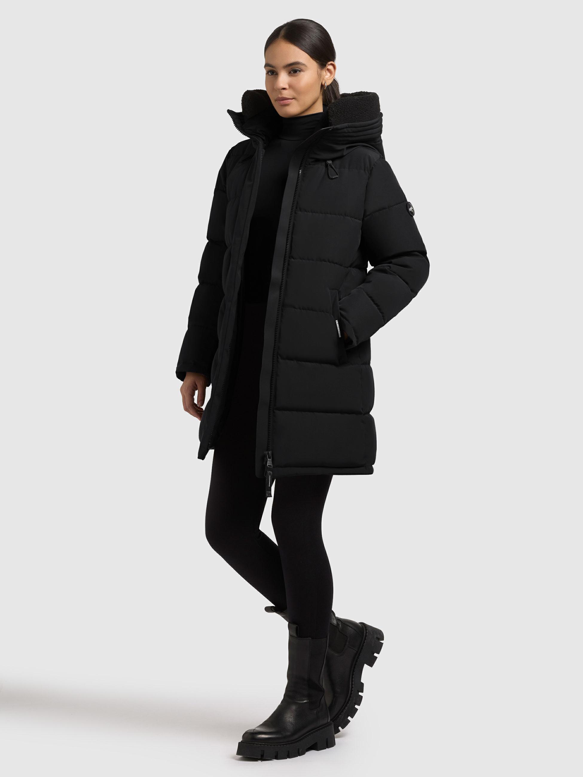 Winter Steppmantel mit abnehmbarem Kunstfell-Besatz "Kelsi" Black