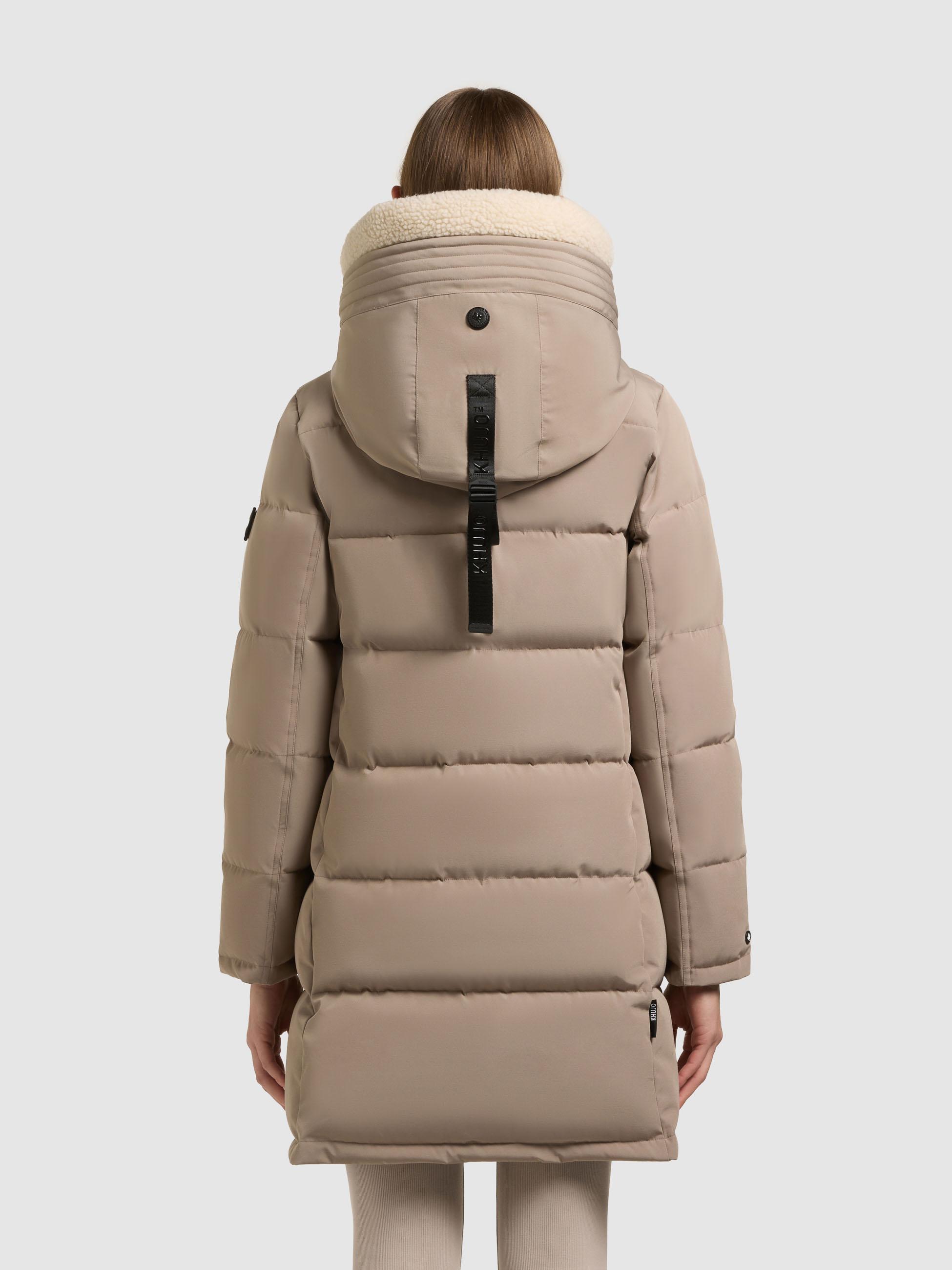 Winter Steppmantel mit abnehmbarem Kunstfell-Besatz "Kelsi" Greige