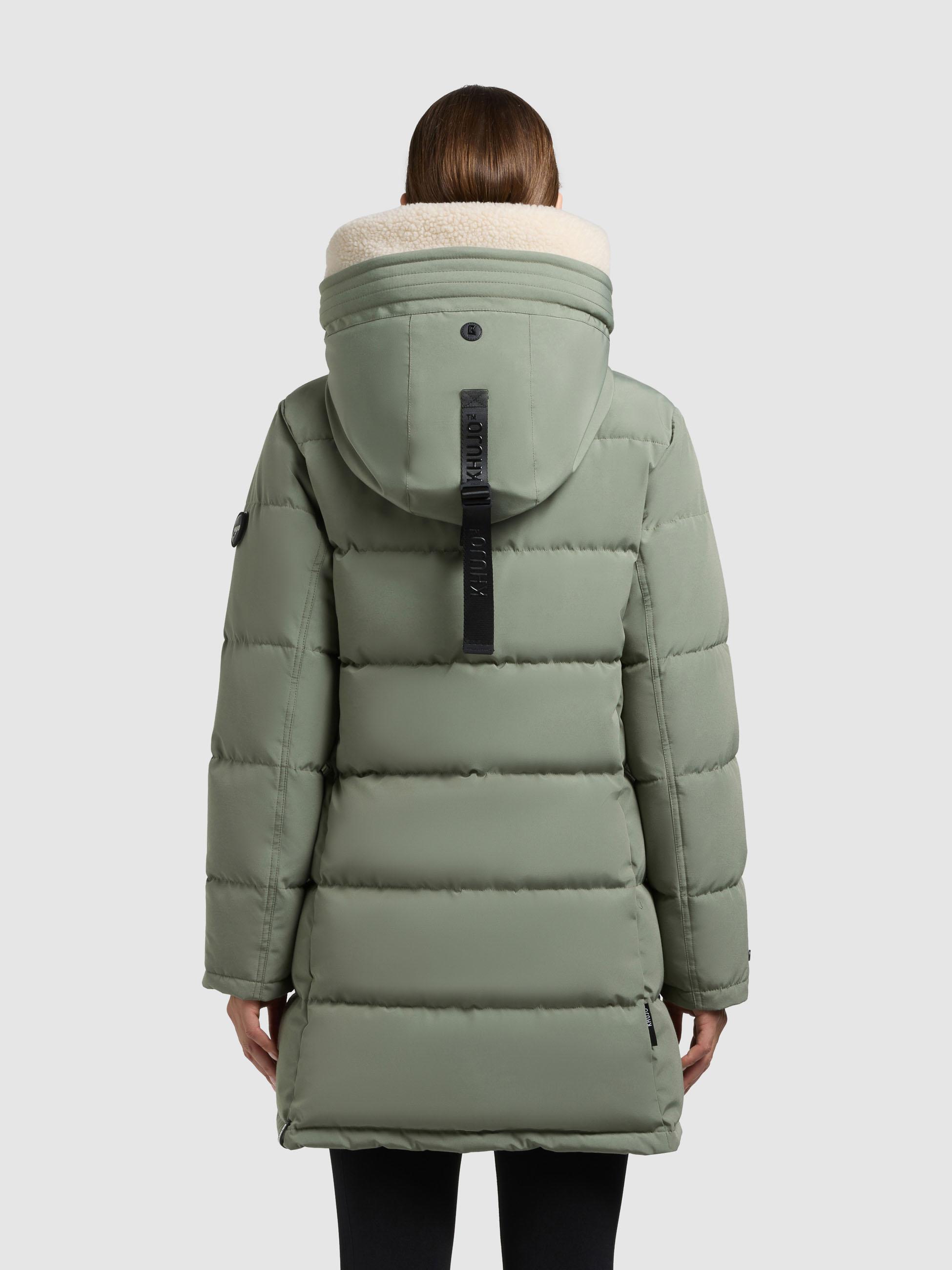 Winter Steppmantel mit abnehmbarem Kunstfell-Besatz "Kelsi" Muted Green