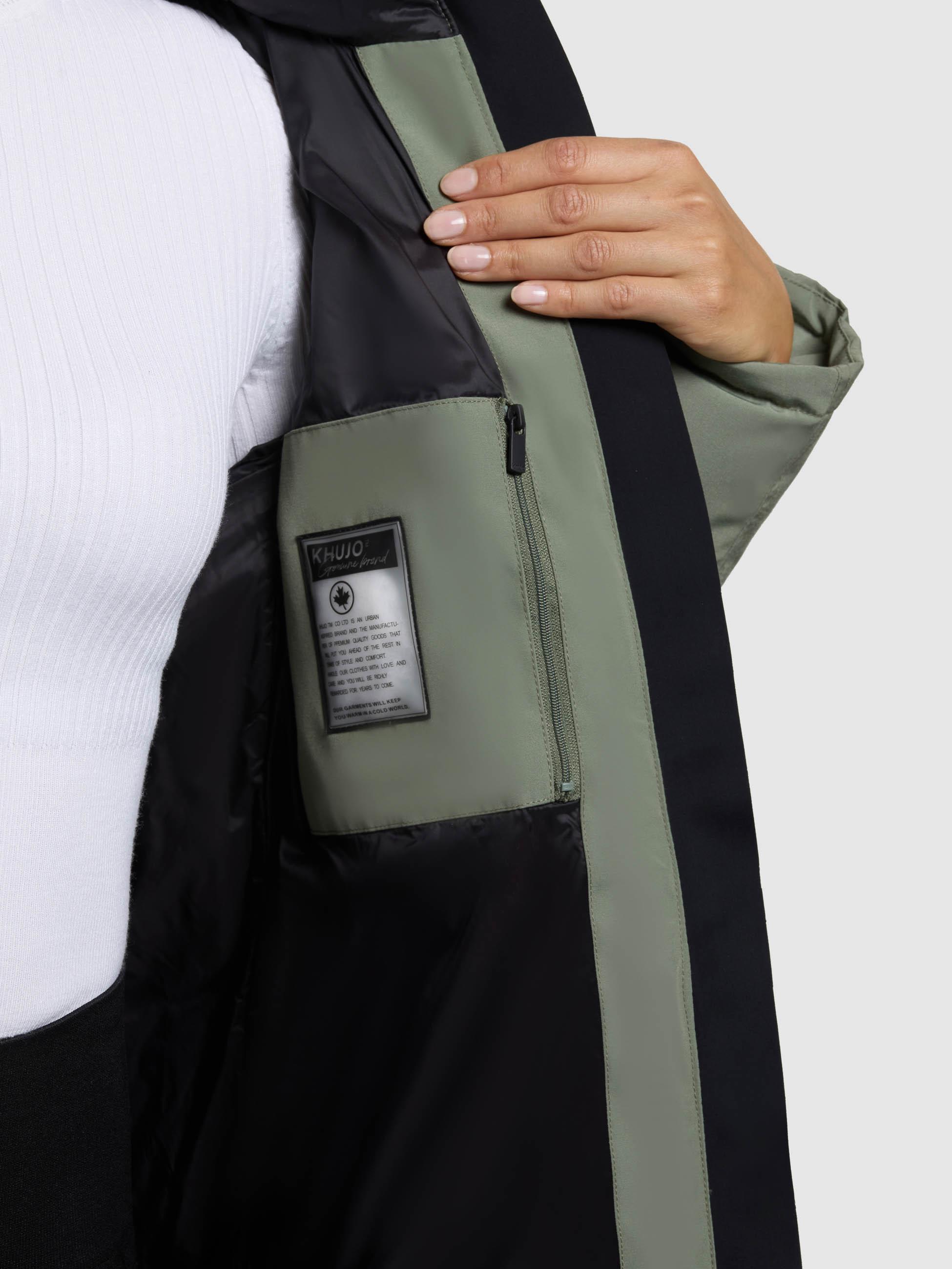 Winter Steppmantel mit abnehmbarem Kunstfell-Besatz "Kelsi" Muted Green