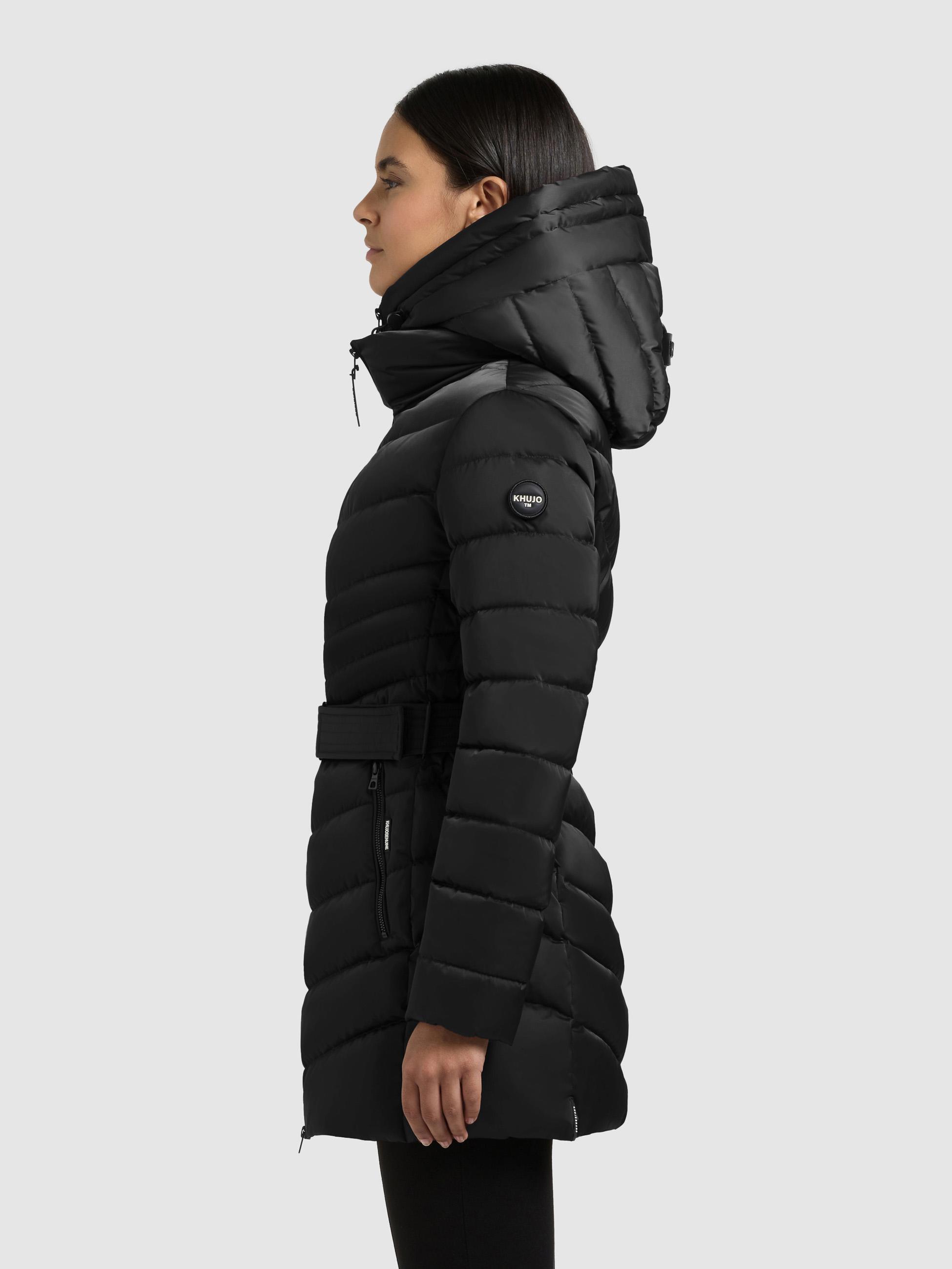 Gesteppter Winter Kurzmantel mit Kapuze "Kina" Black