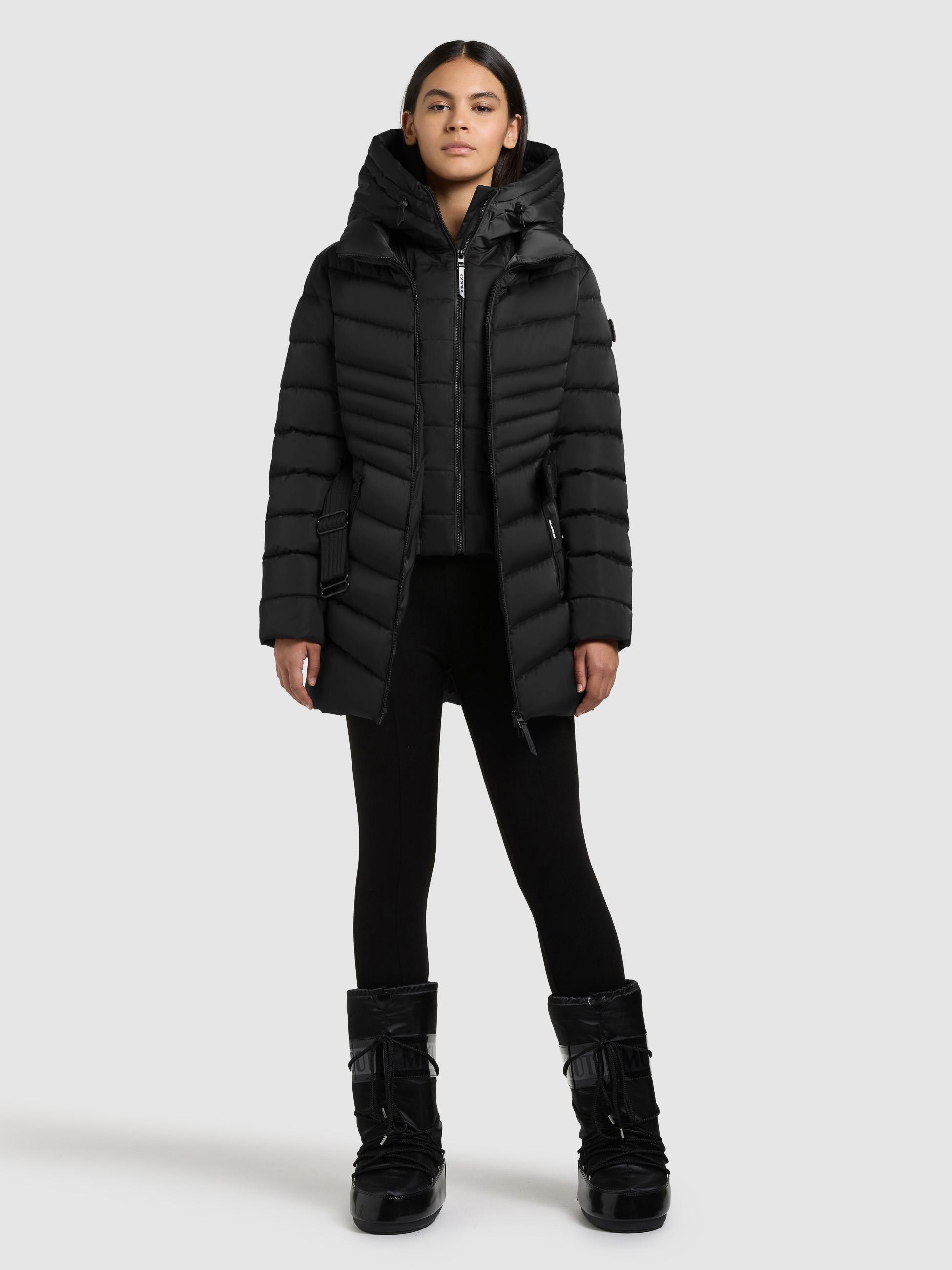 Gesteppter Winter Kurzmantel mit Kapuze "Kina" Black