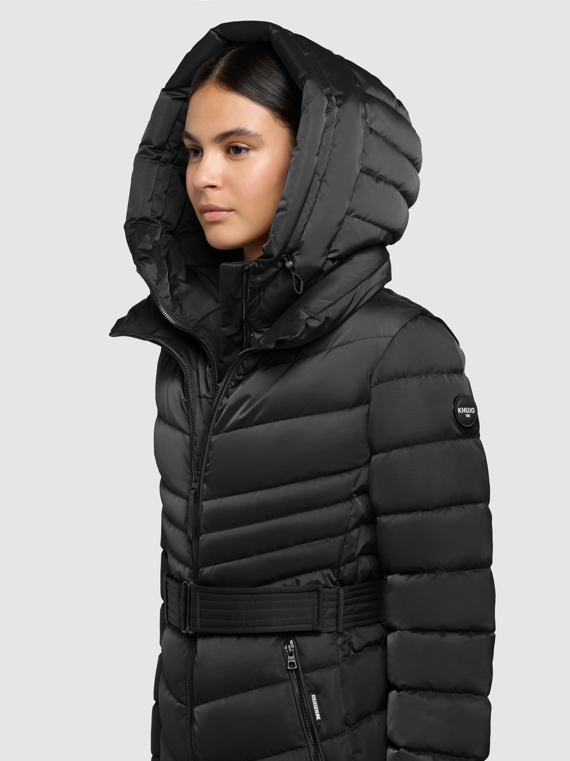 Gesteppter Winter Kurzmantel mit Kapuze "Kina" Black