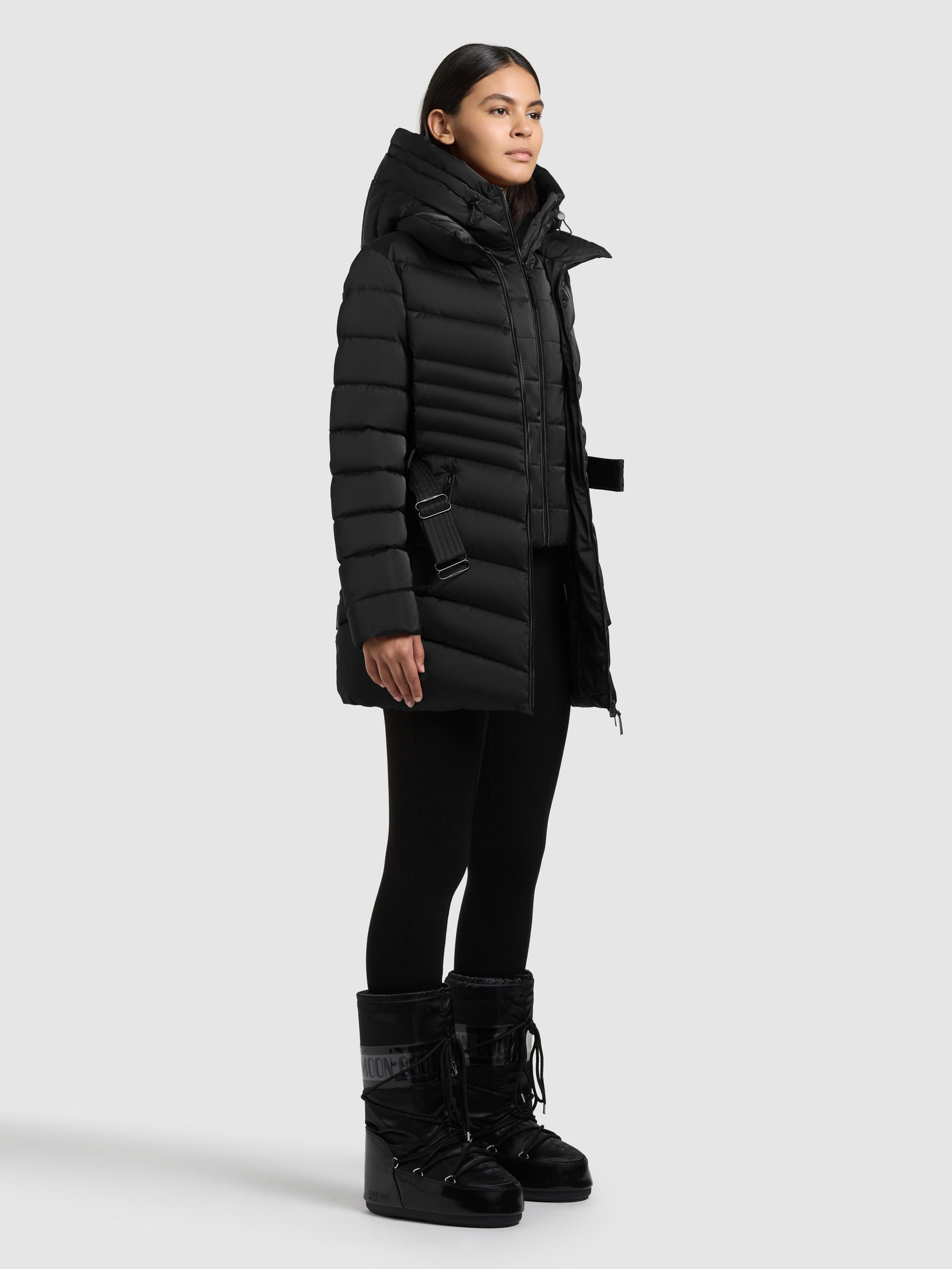 Gesteppter Winter Kurzmantel mit Kapuze "Kina" Black