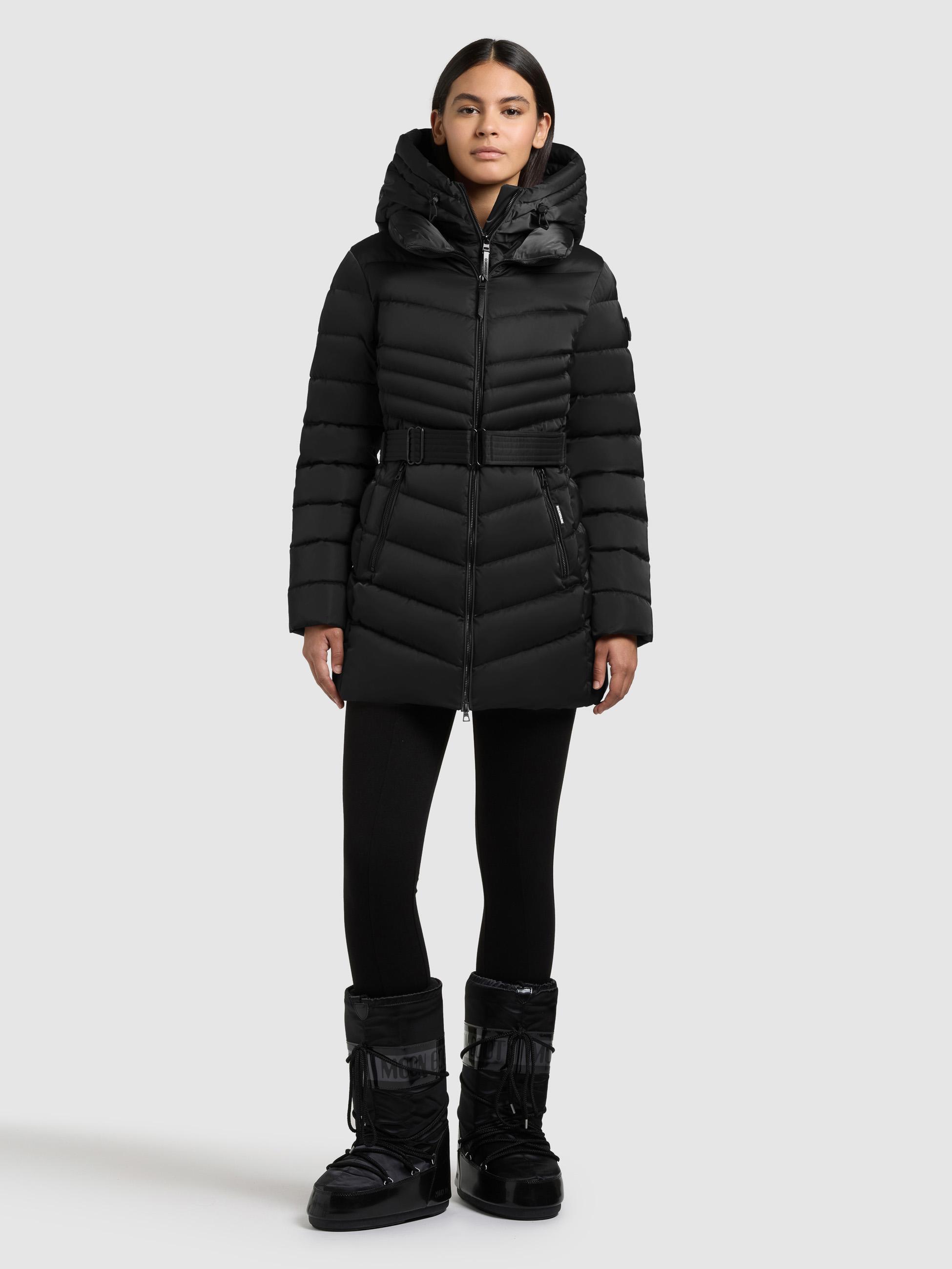 Gesteppter Winter Kurzmantel mit Kapuze "Kina" Black