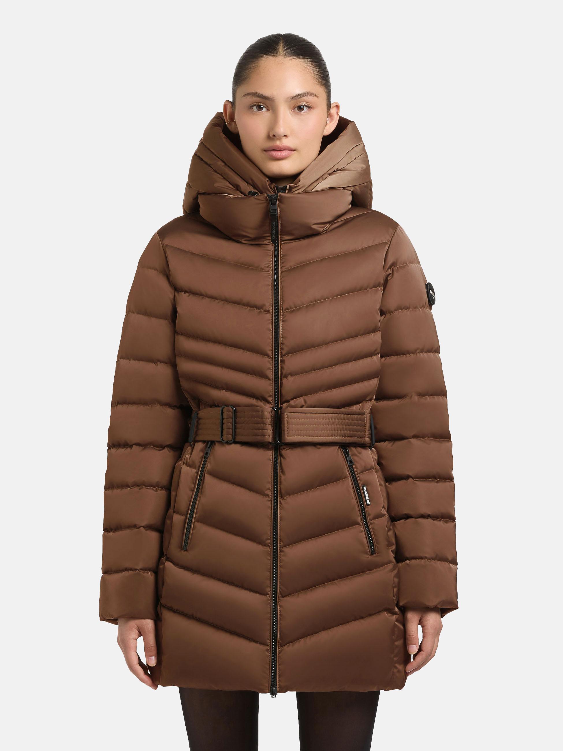 Gesteppter Winter Kurzmantel mit Kapuze "Kina" Copper Brown