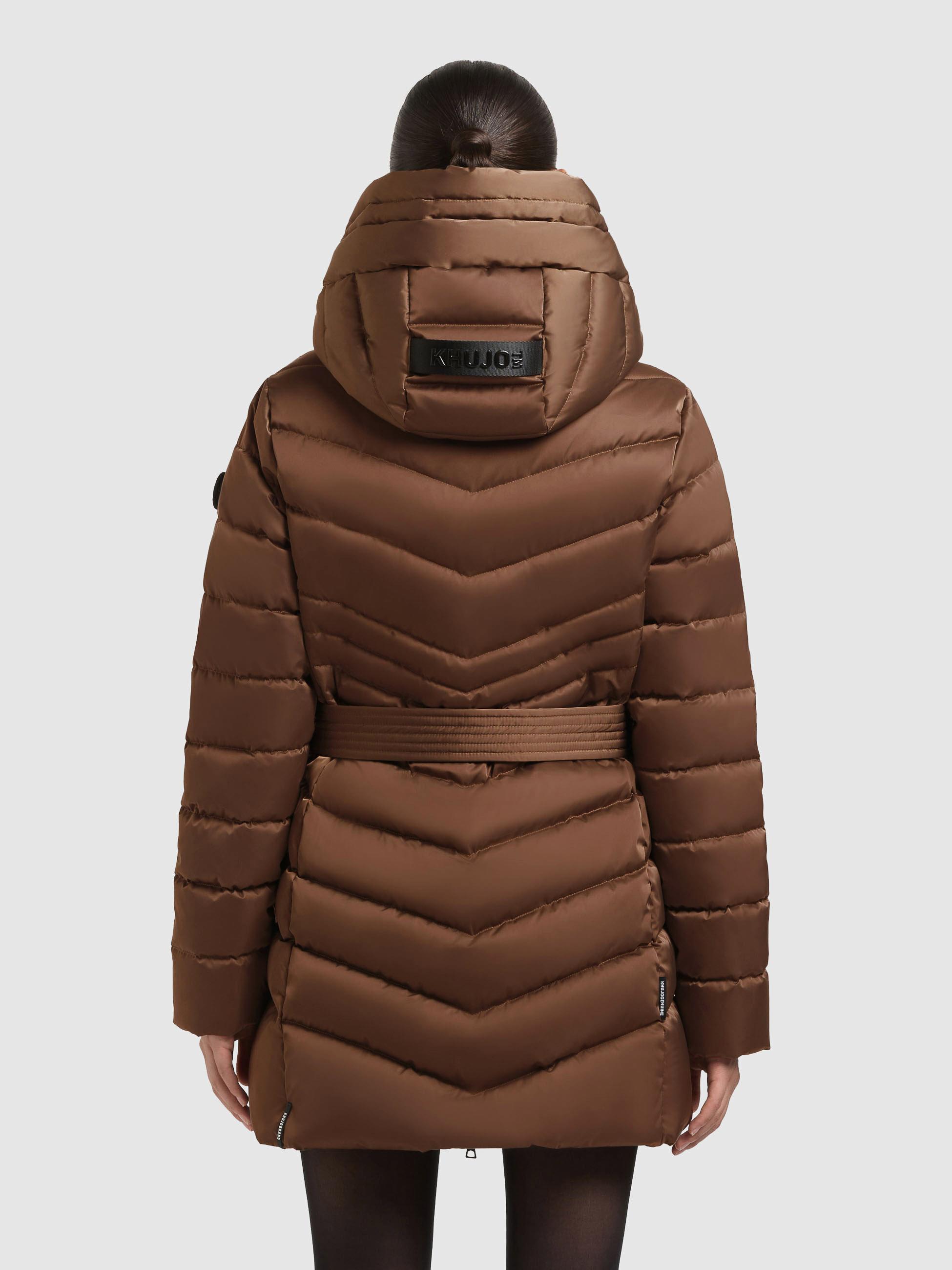 Gesteppter Winter Kurzmantel mit Kapuze "Kina" Copper Brown