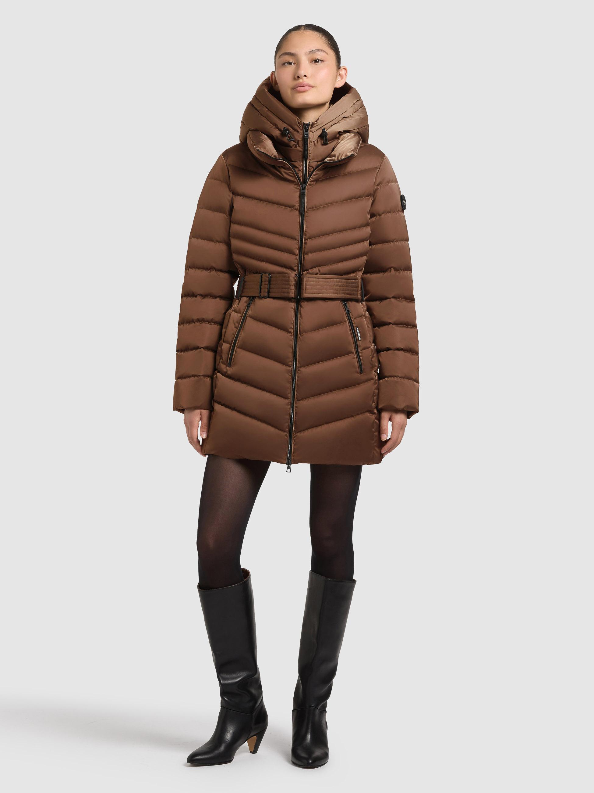 Gesteppter Winter Kurzmantel mit Kapuze "Kina" Copper Brown