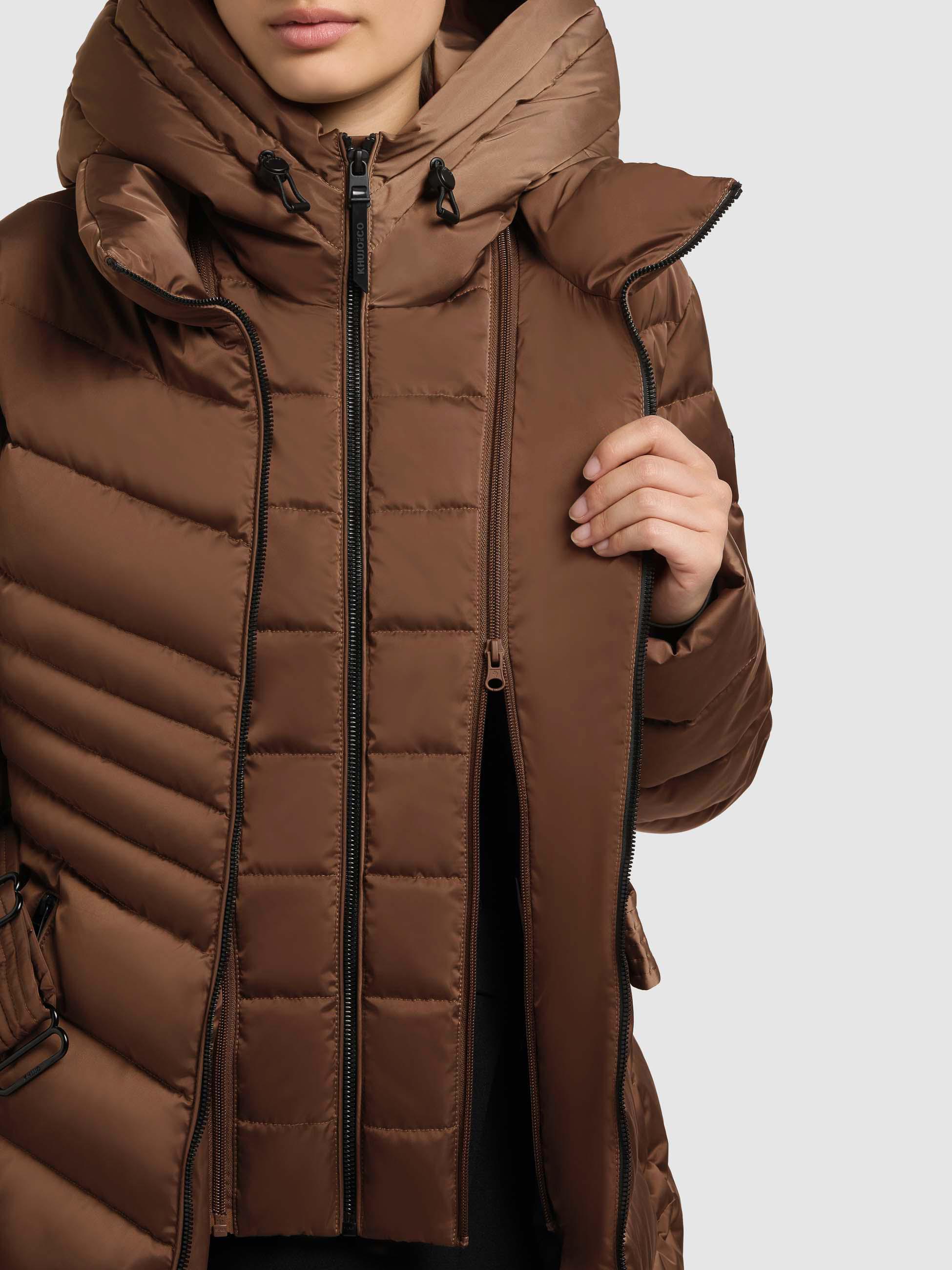 Gesteppter Winter Kurzmantel mit Kapuze "Kina" Copper Brown