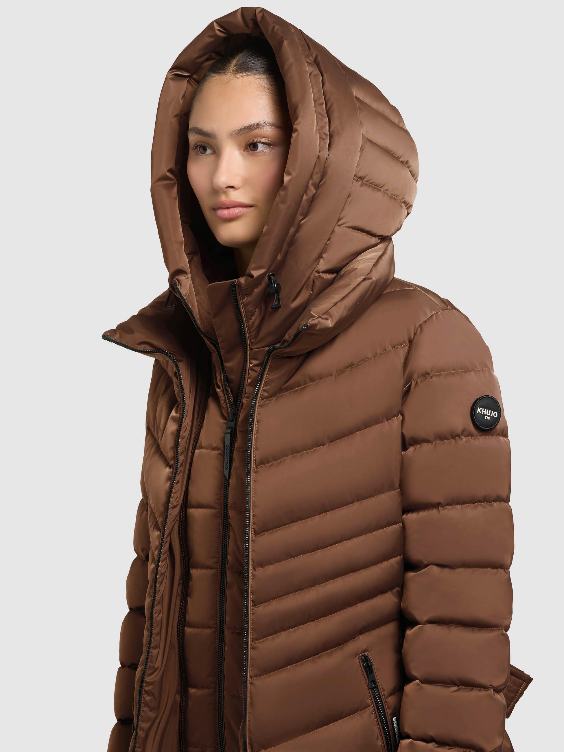 Gesteppter Winter Kurzmantel mit Kapuze "Kina" Copper Brown