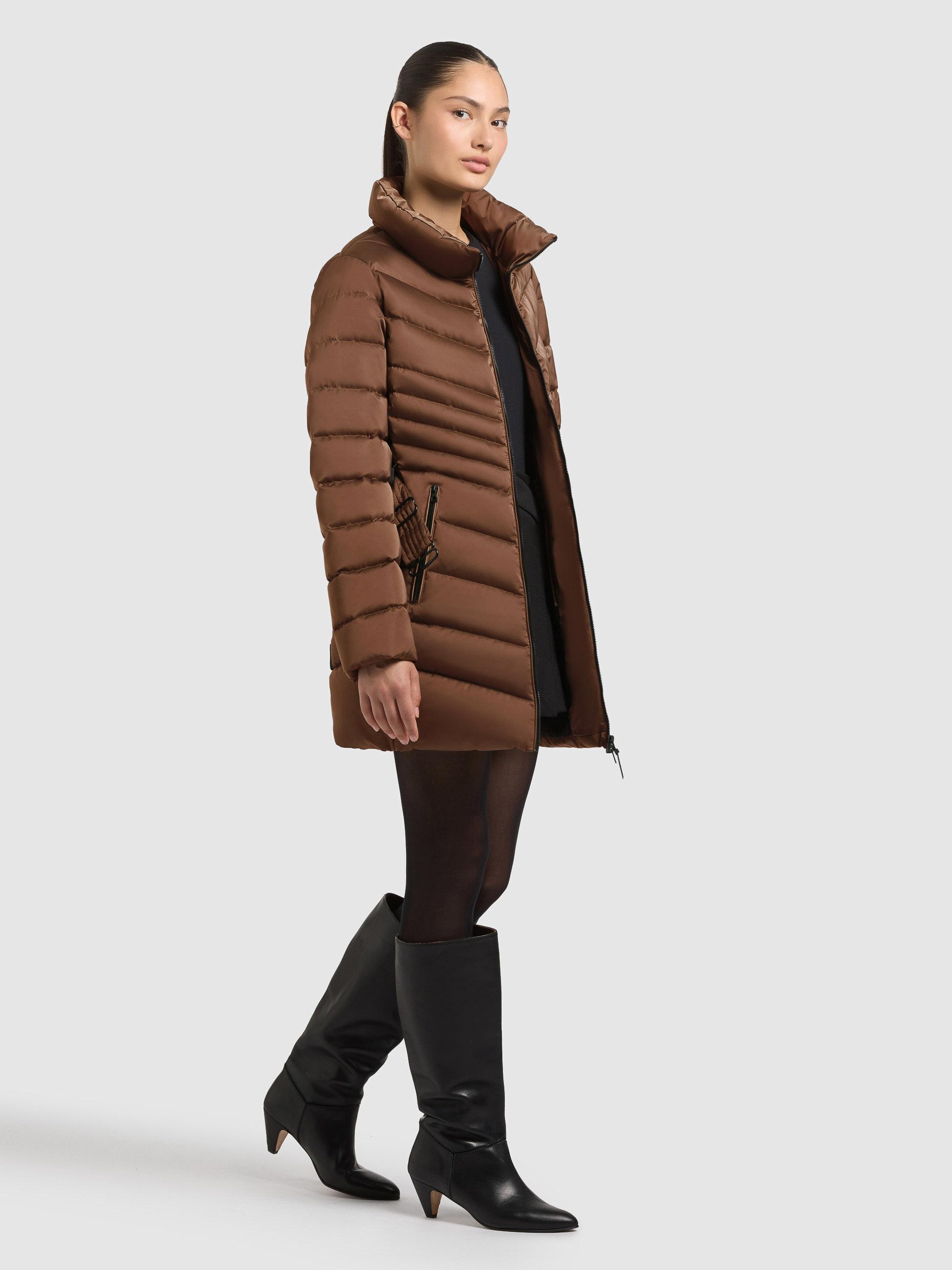 Gesteppter Winter Kurzmantel mit Kapuze "Kina" Copper Brown