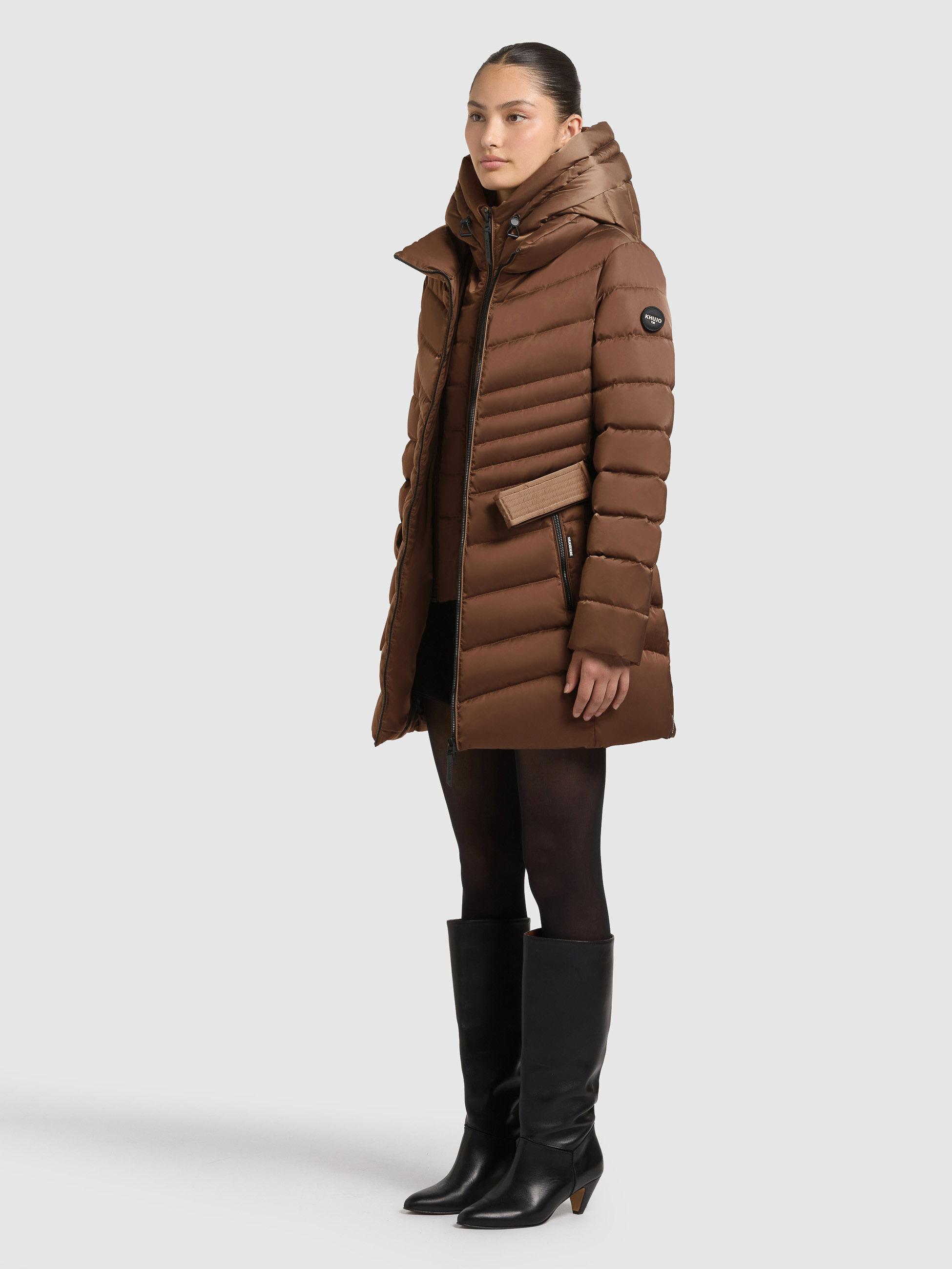 Gesteppter Winter Kurzmantel mit Kapuze "Kina" Copper Brown