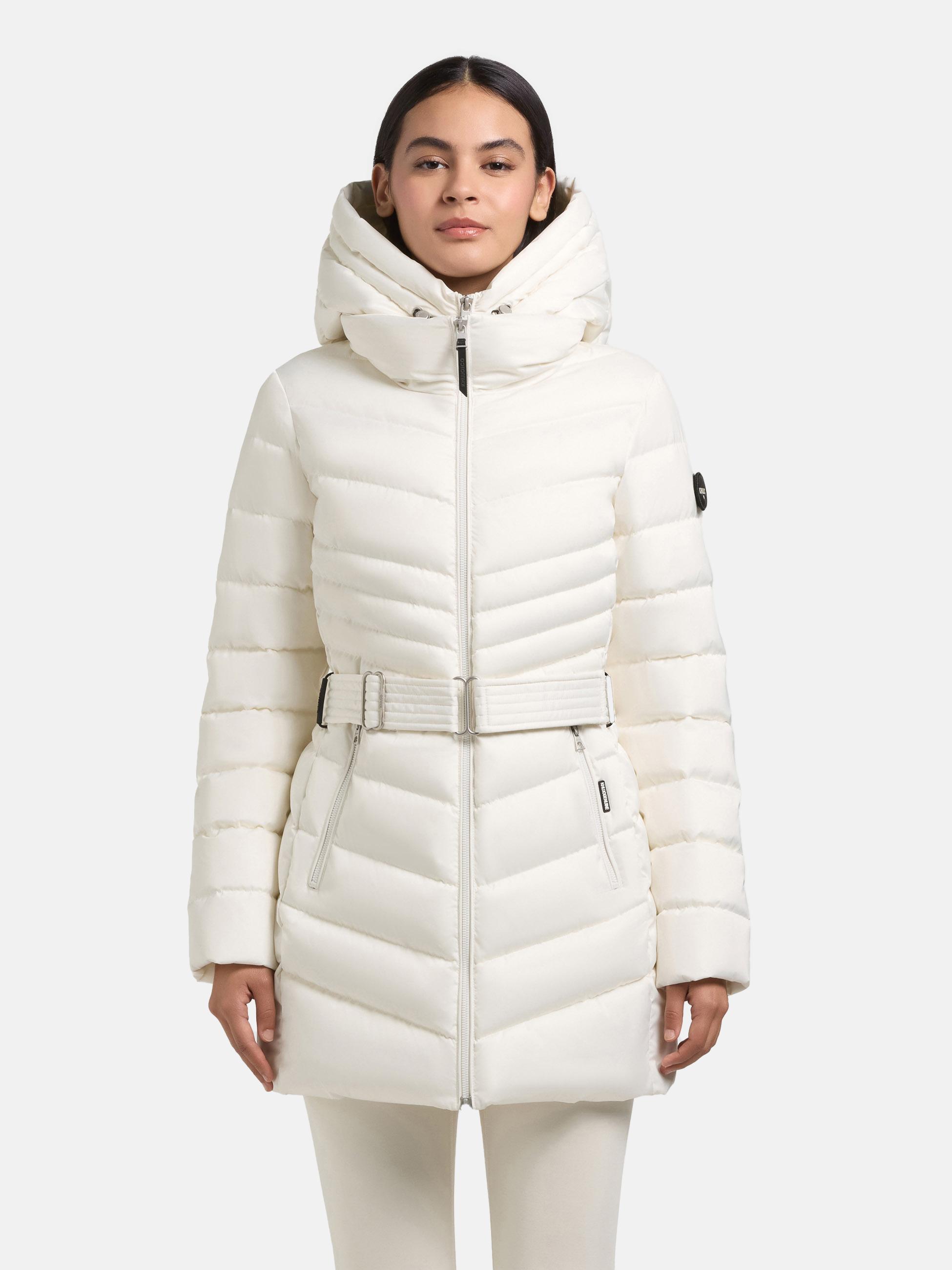 Gesteppter Winter Kurzmantel mit Kapuze "Kina" Luna White