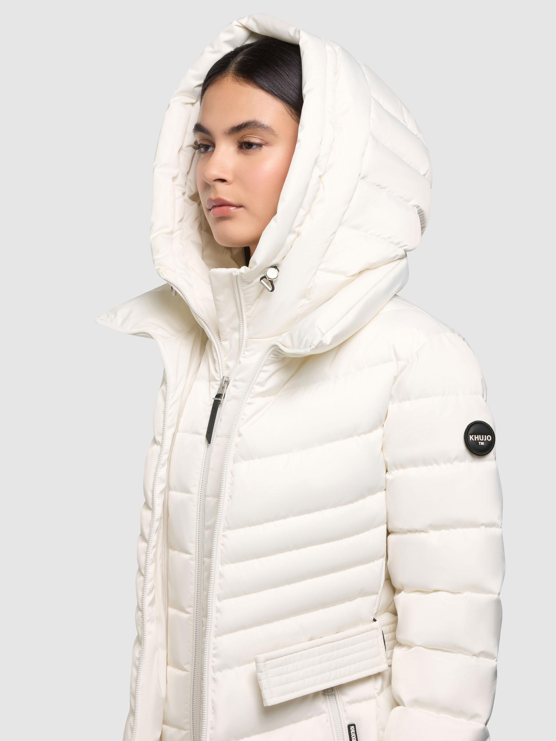 Gesteppter Winter Kurzmantel mit Kapuze "Kina" Luna White