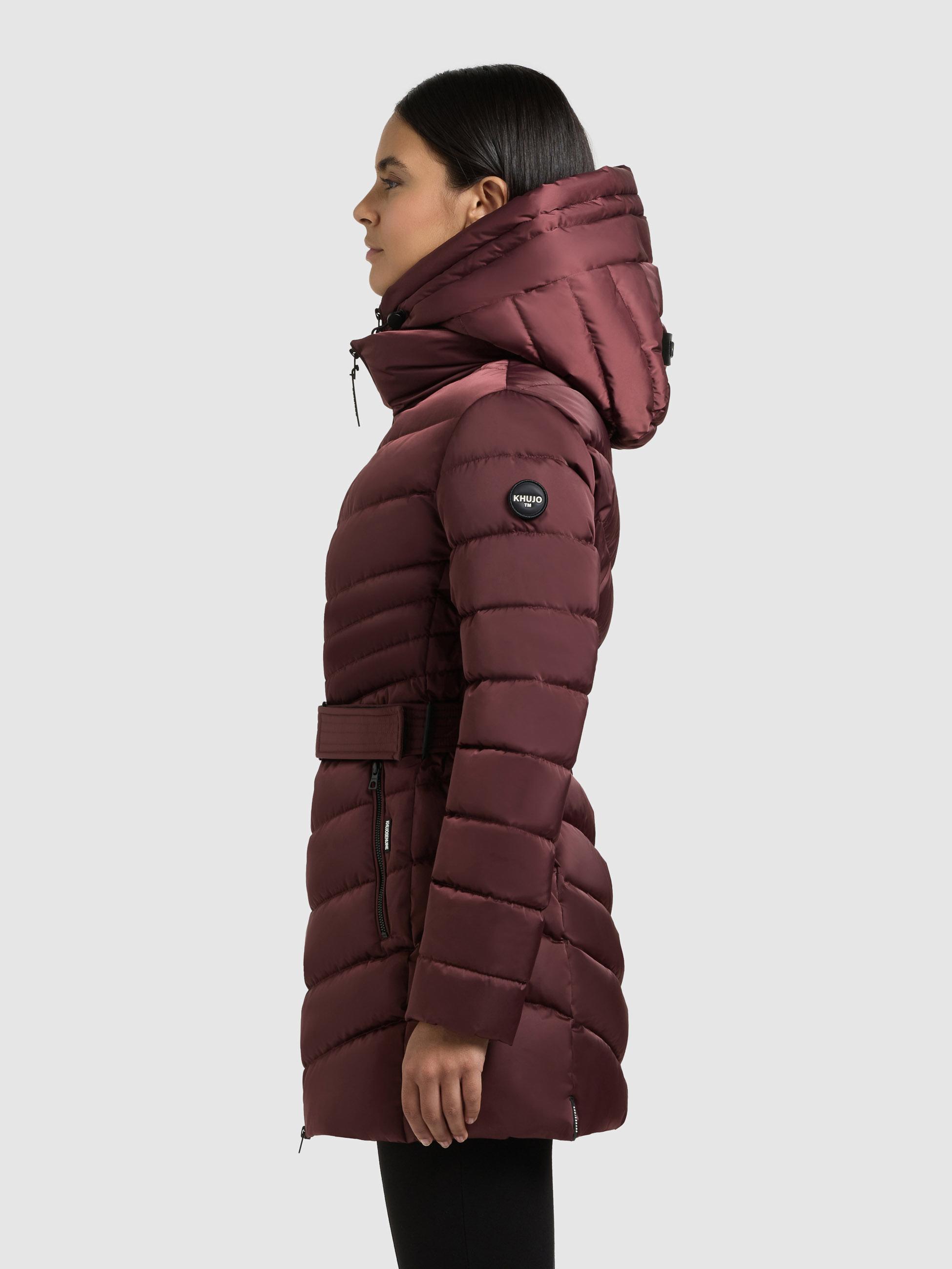 Gesteppter Winter Kurzmantel mit Kapuze "Kina" Moscato Red