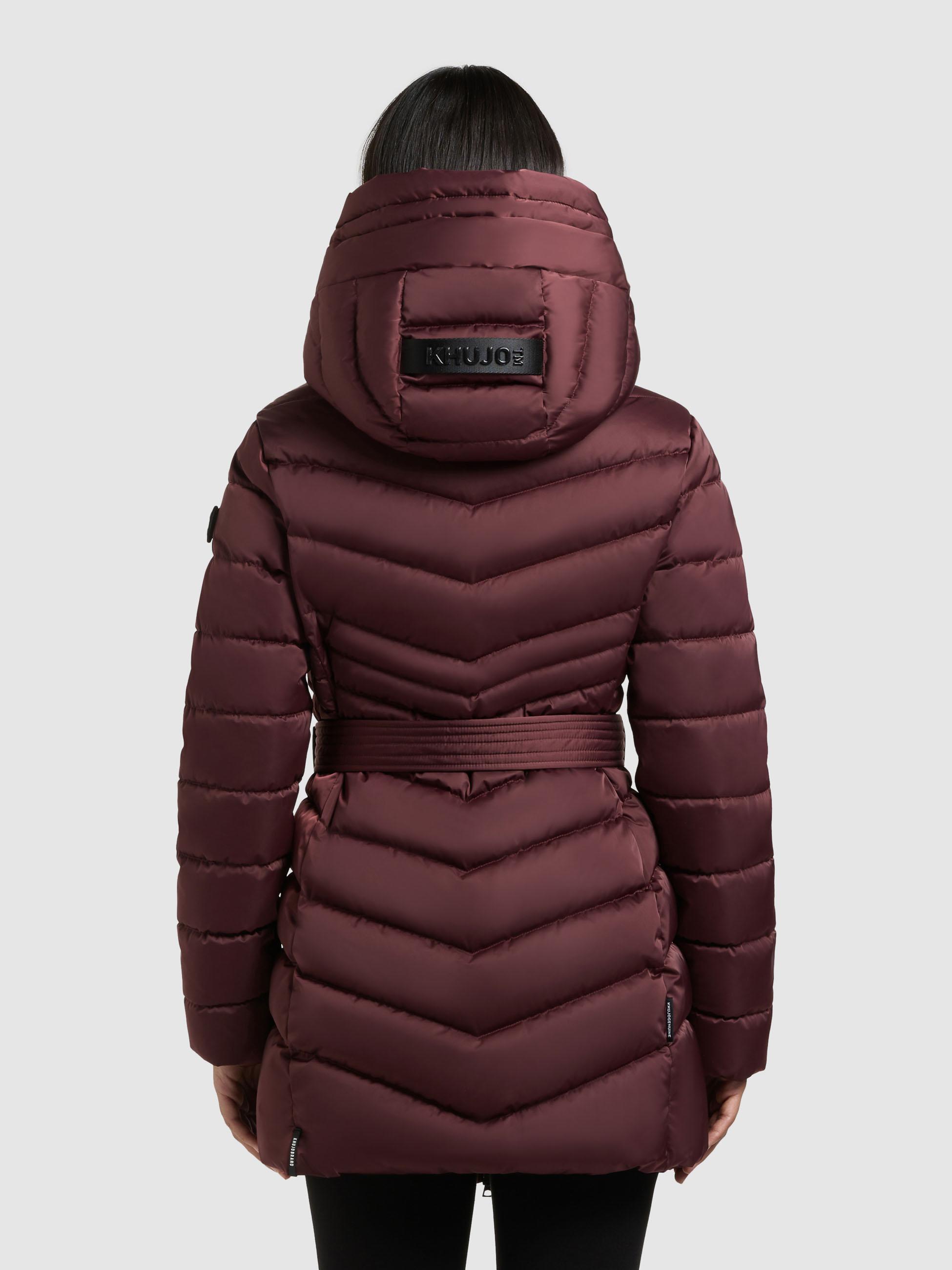 Gesteppter Winter Kurzmantel mit Kapuze "Kina" Moscato Red