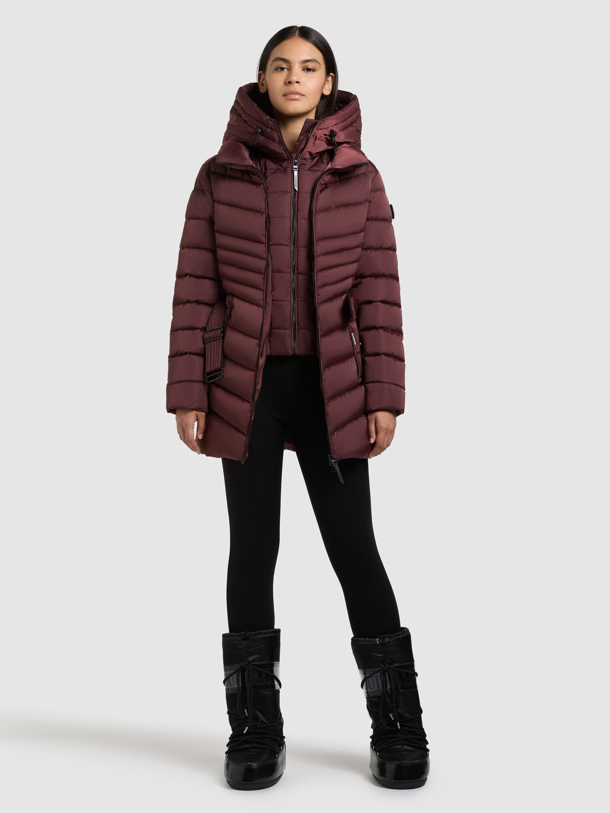 Gesteppter Winter Kurzmantel mit Kapuze "Kina" Moscato Red