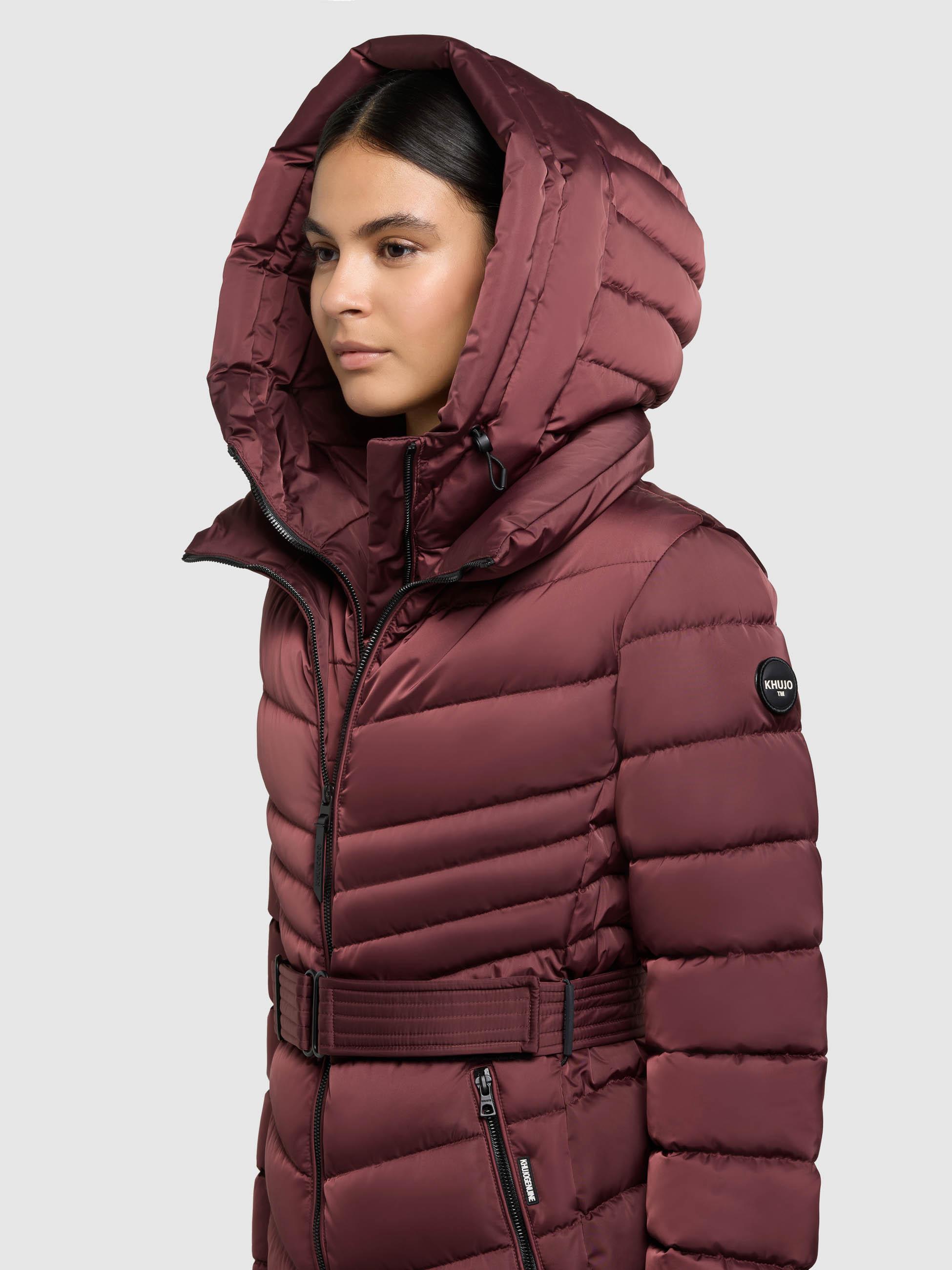 Gesteppter Winter Kurzmantel mit Kapuze "Kina" Moscato Red