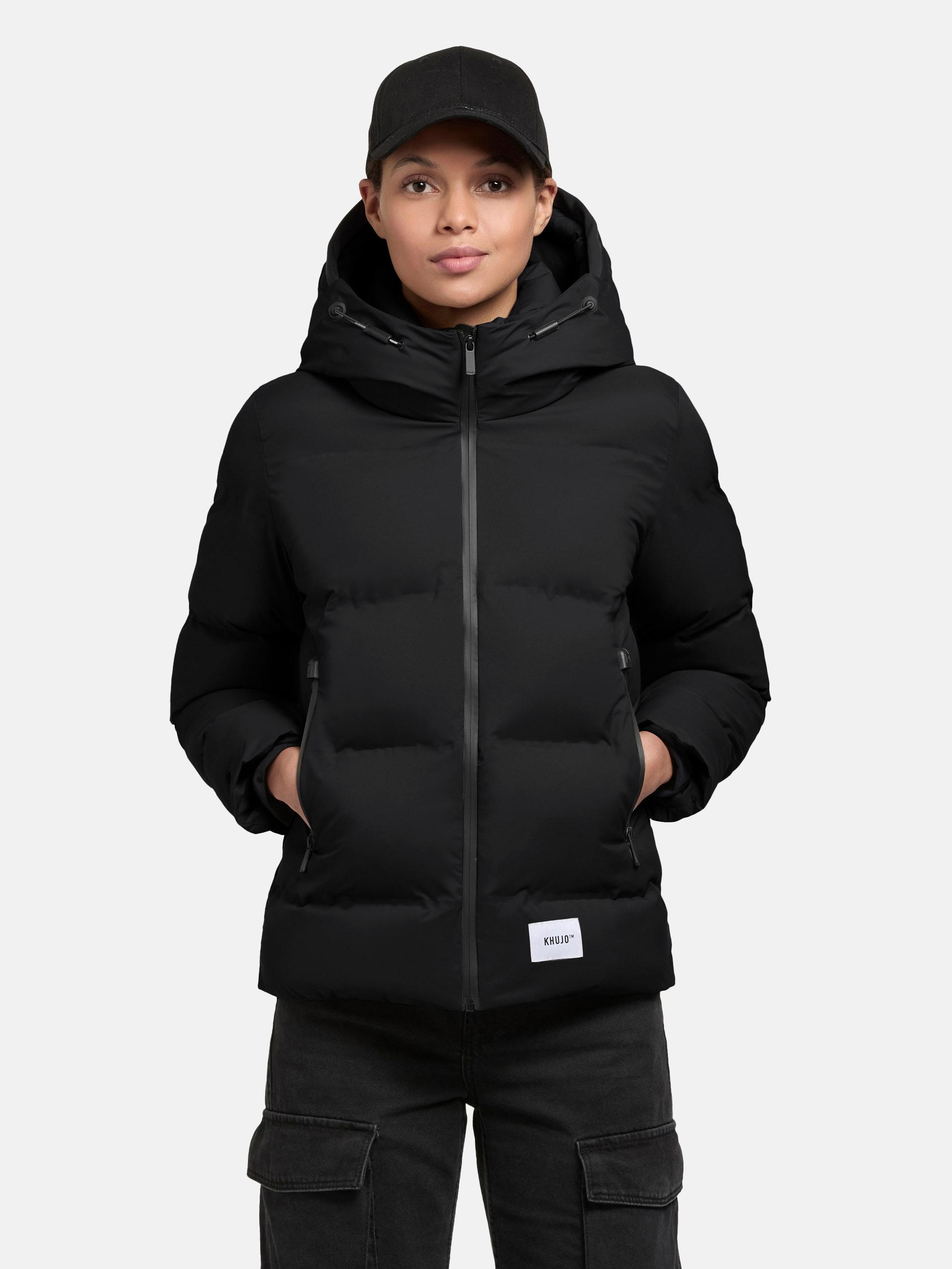 Winterjacke warme Steppjacke mit hohem Kragen und Kapuze "Liev-YM" Black