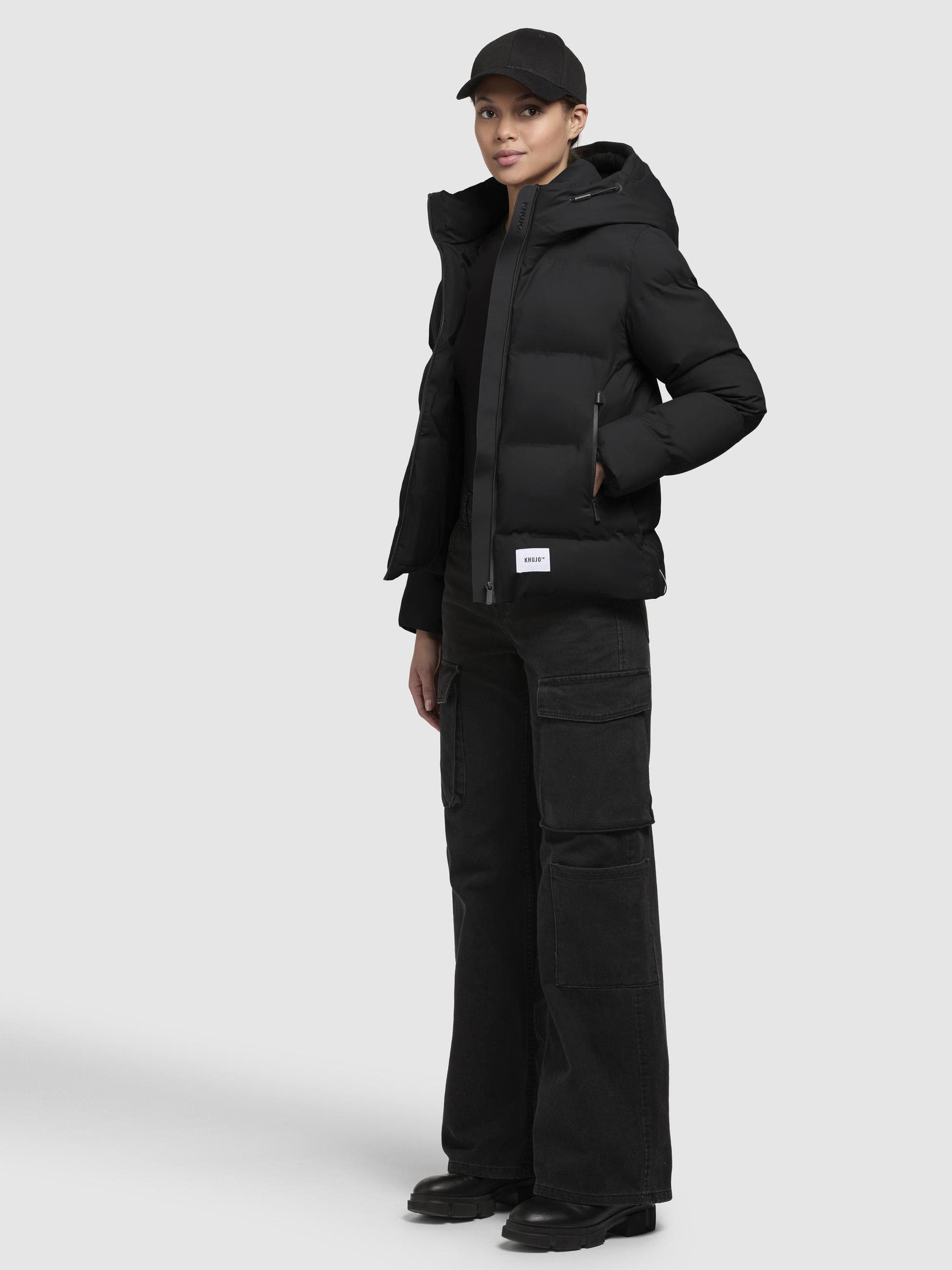 Winterjacke warme Steppjacke mit hohem Kragen und Kapuze "Liev-YM" Black