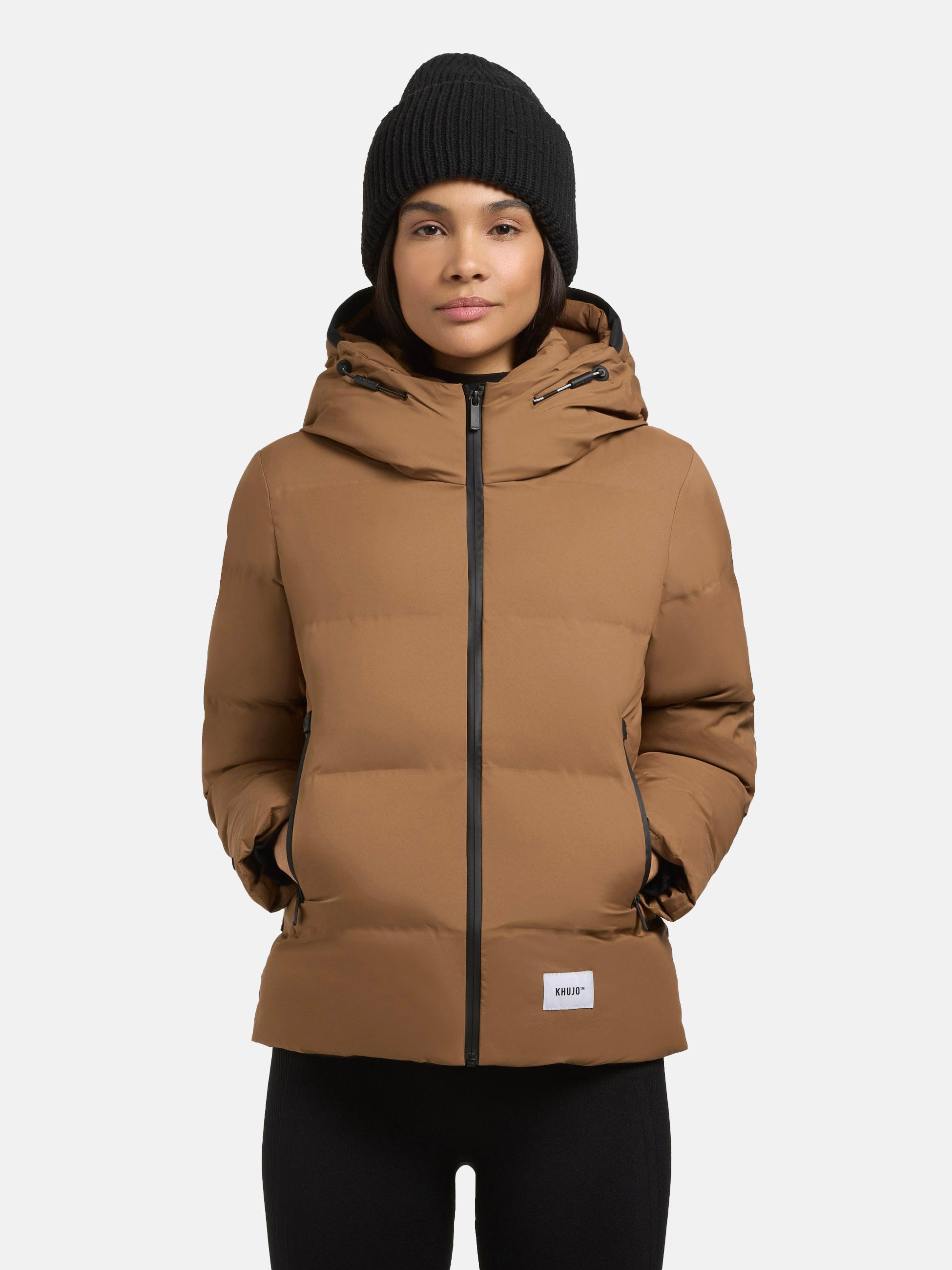 Winterjacke warme Steppjacke mit hohem Kragen und Kapuze "Liev-YM" Dark Beach Beige